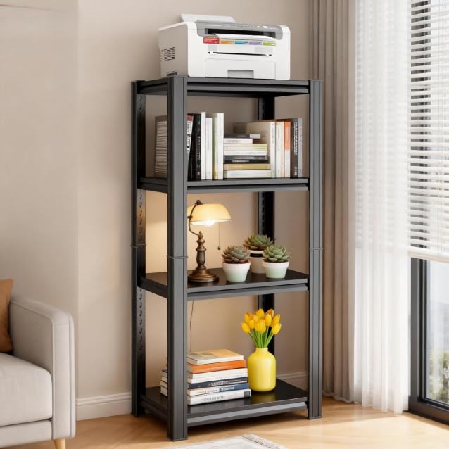 Bolt-Free 5 Tier Metal Bookshelf, 71"H Adjustable Tall Bookcase with Anti-Drop Fence, 1500LBS Heavy Duty Deep Book Shelf, Large Office Bookshelf, Modern Storage Shelves for Bedroom, LivingRoom, Garage
