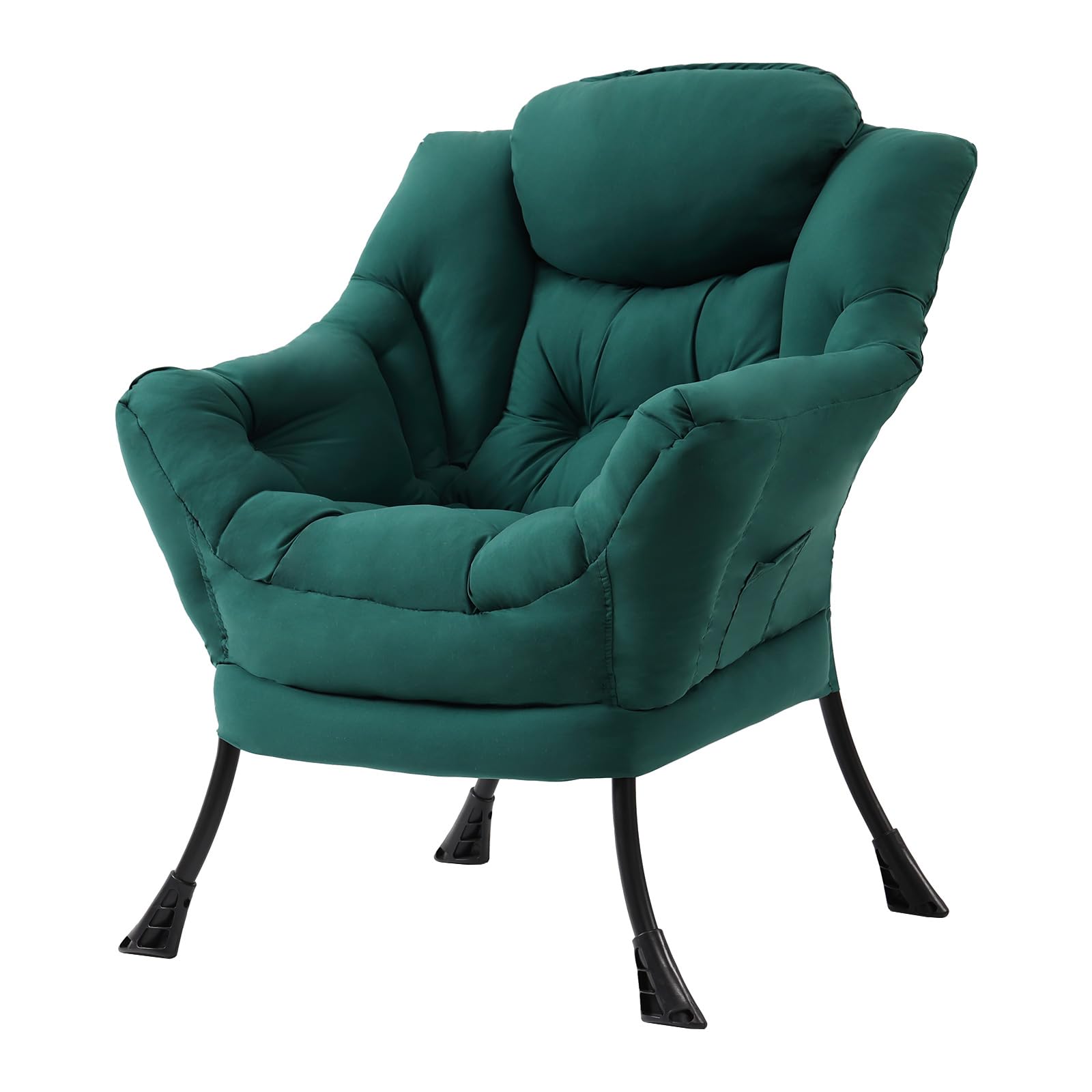 Tiita Modern Large Accent Chair with Ottoman, Comfy Leisure Sofa Armchair with Footrest, Reading Chair for Bedroom, Living Room, Dorm Rooms, Garden Dark Grey