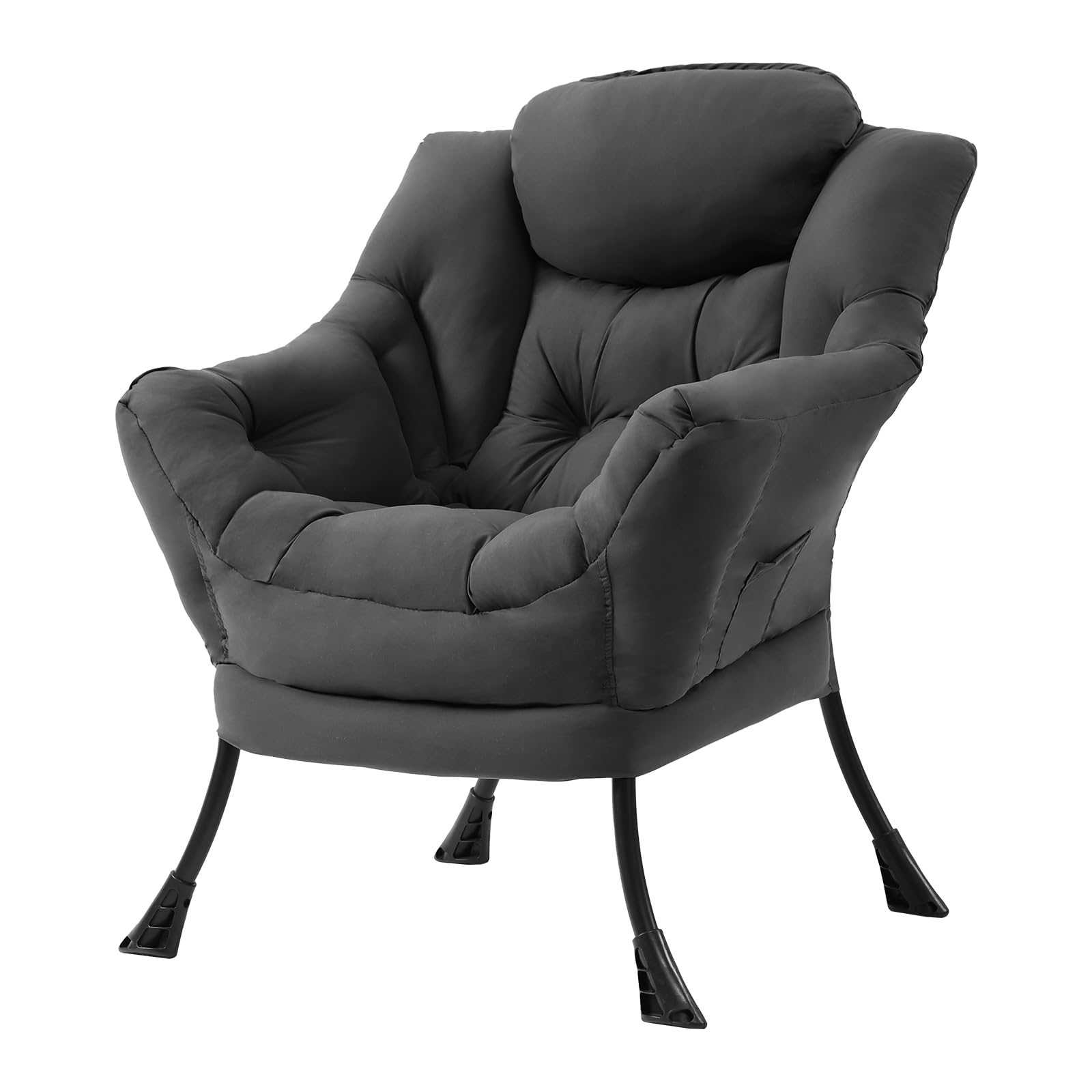 Tiita Modern Large Accent Chair with Ottoman, Comfy Leisure Sofa Armchair with Footrest, Reading Chair for Bedroom, Living Room, Dorm Rooms, Garden Dark Grey