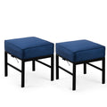 2 Pieces Outdoor Ottomans for Patio, No-Assembly Aluminum Outdoor Patio Footstool with Gray Cushions, Small Aluminum Patio Seat for Porch Yard Garden Deck, Grey Frame