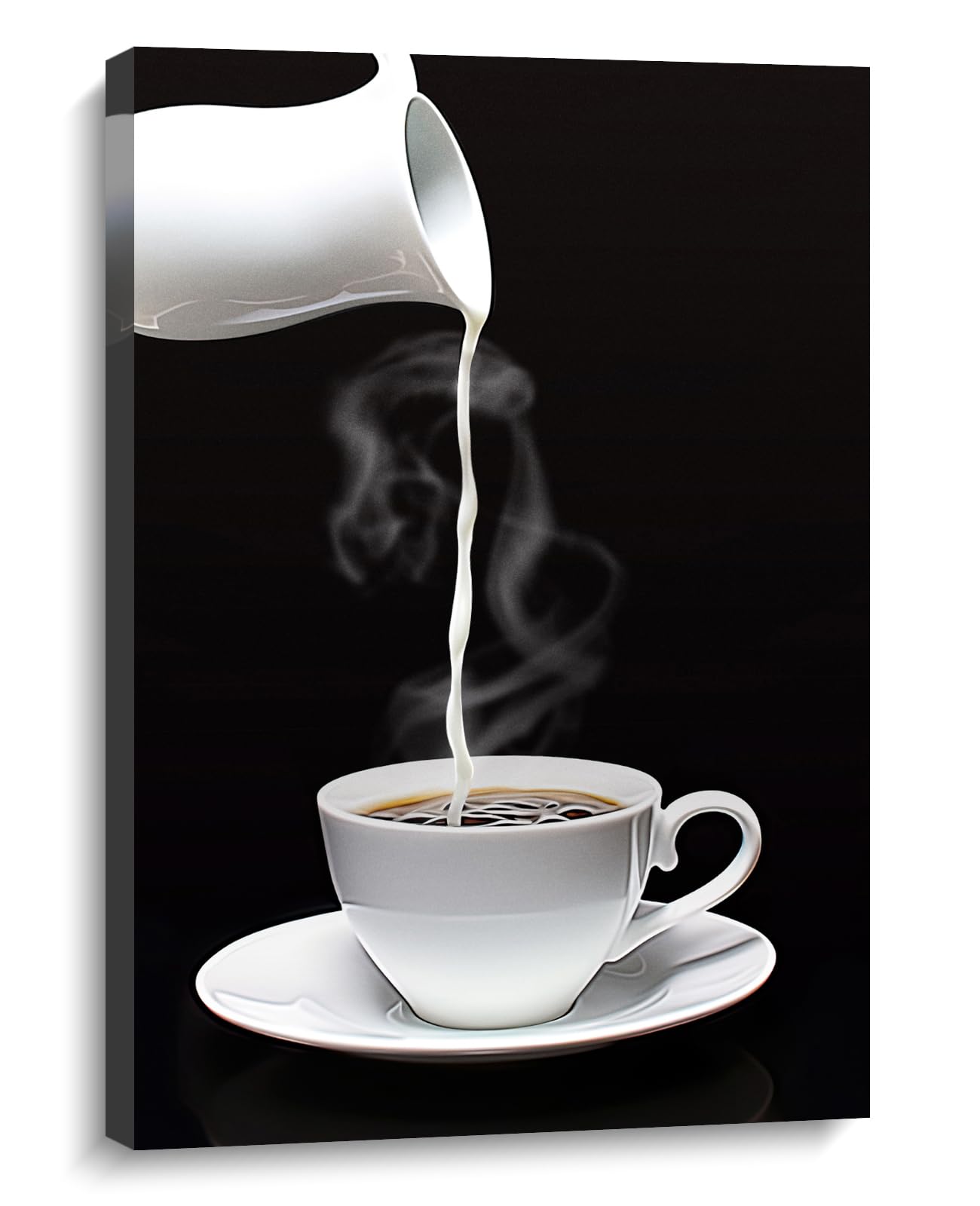 Coffee Canvas Art Kitchen Wall Decor Framed Brown Poster Coffee Bean Painting Vintage Artwork for Dining Room Bar Ready to Hang - 16.00"x24.00"