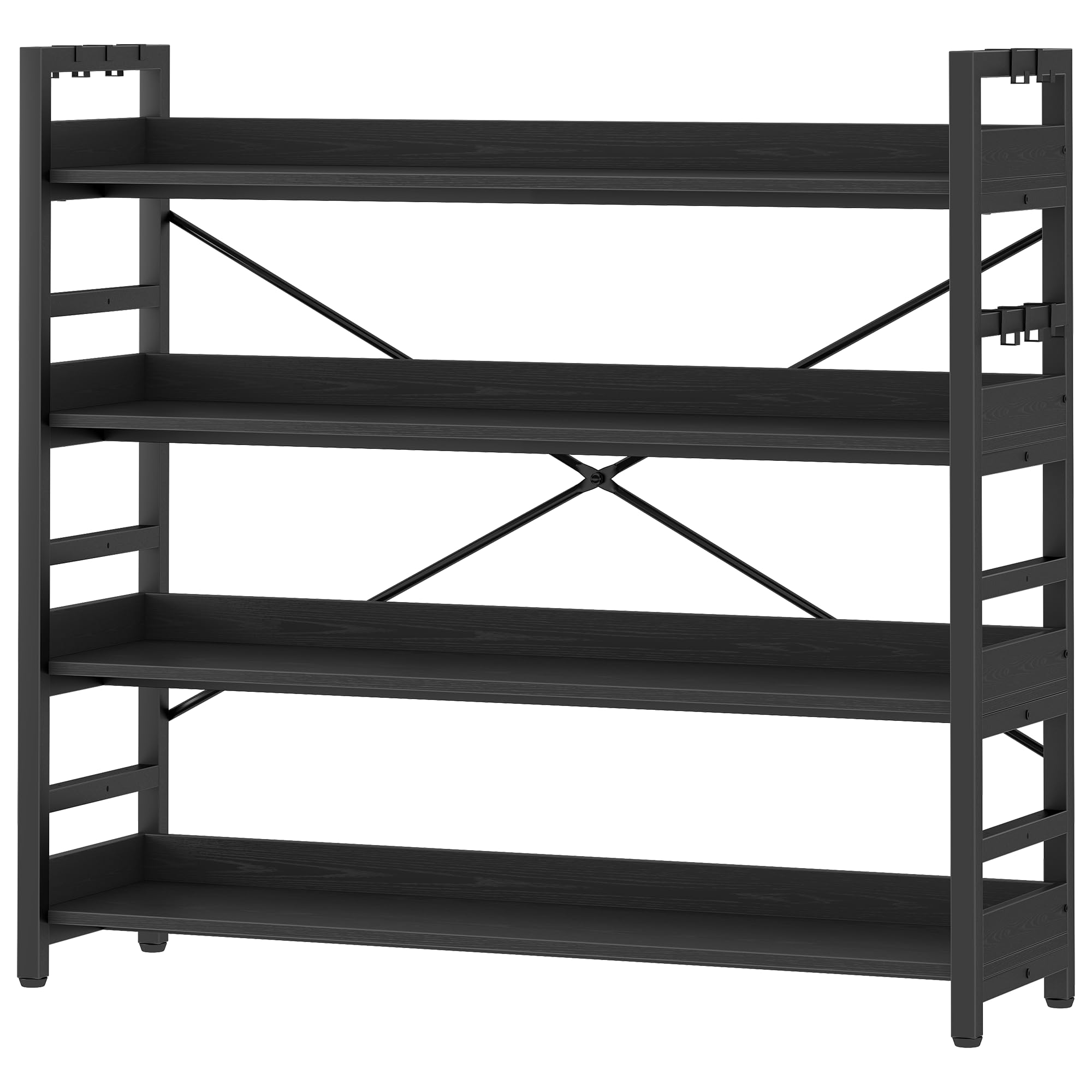 HCHQHS 6 Tier Bookshelf, Adjustable Industrial Bookcase, Vertical Tall Book Shelf, Wood and Black Metal Open Bookshelves for Home Office, Living Room, Bedroom, 70 Inch