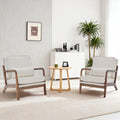 DUMOS Mid Century Modern Chair, Accent Chair with Arms and Waist Cushion, Reading Chairs for Adults, Lounge Chair for Living Room and Bedroom, Solid Wooden Frame, Ivory White