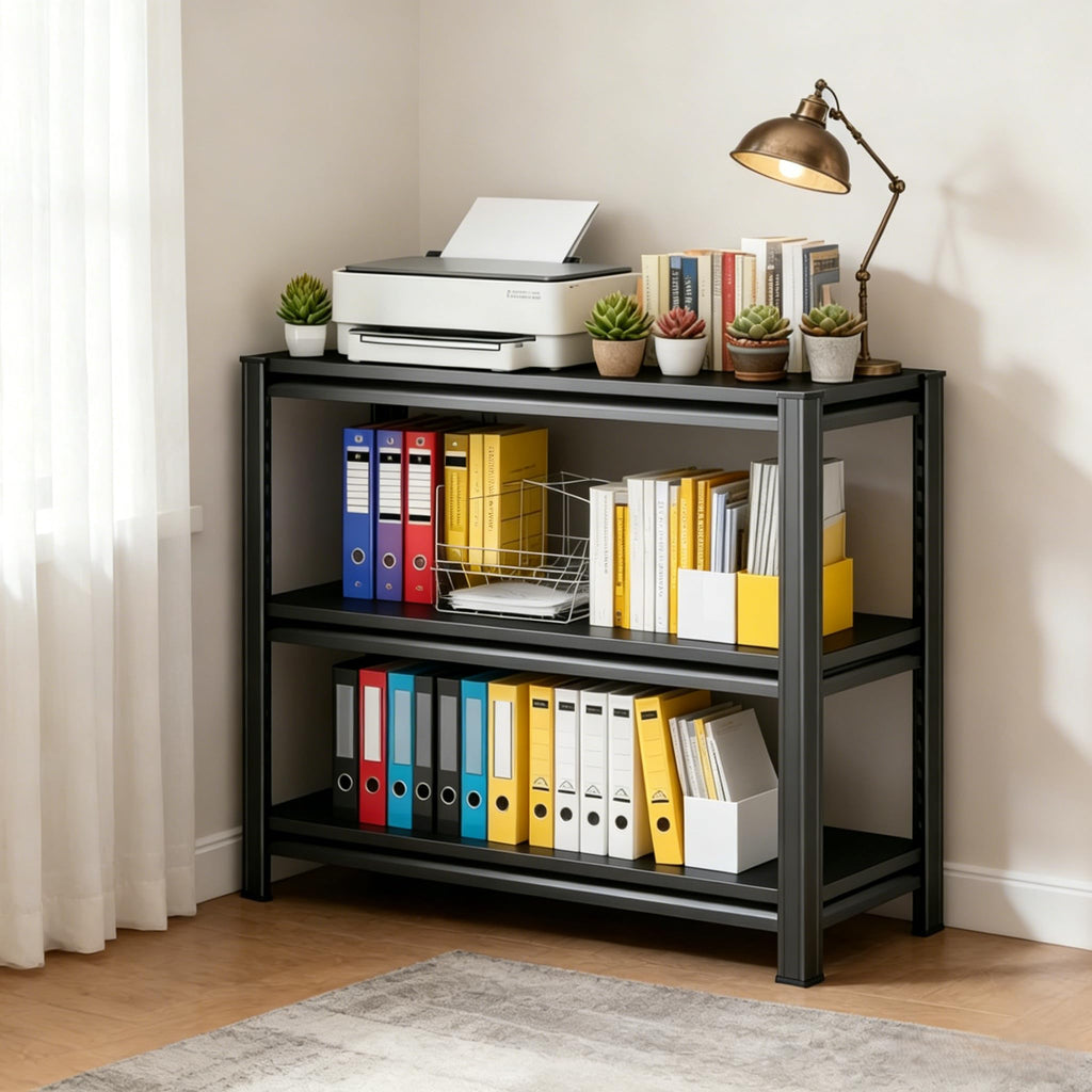 5-Tier Metal Bookshelf,Tall Book Shelf & Tall Printer Stand,36" W x 71" H Industrial Heavy Duty Metal Bookcase for Office, Home, Living Room - Adjustable Storage Rack, Easy Assembly, Black