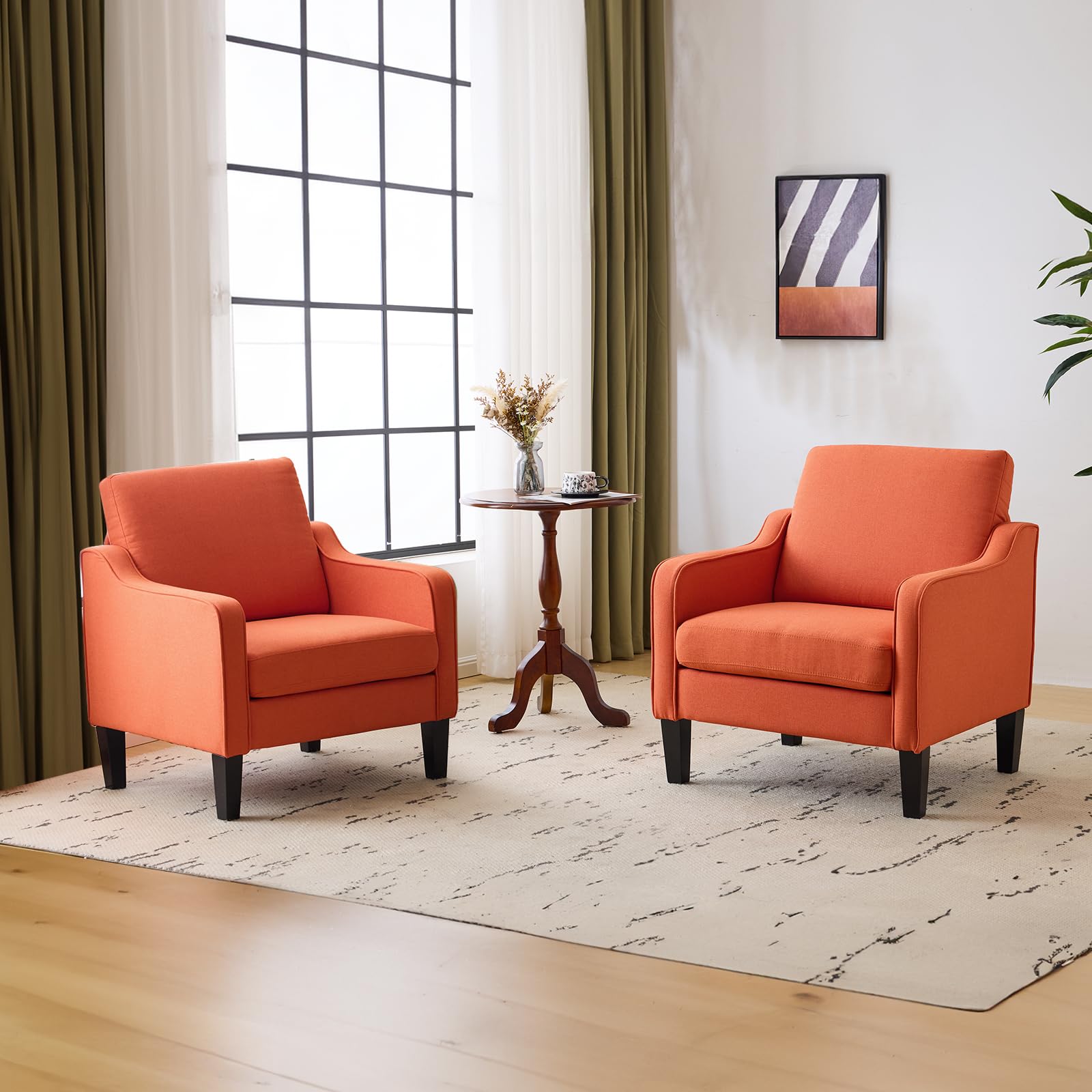 VINGLI Accent Chair for Living Room Chairs Olive Green Reading Chair for Bedroom Scooped Arm Chair Mid Century Modern Accent Chairs Upholstered Comfy Chair for Apartment, Waiting Room