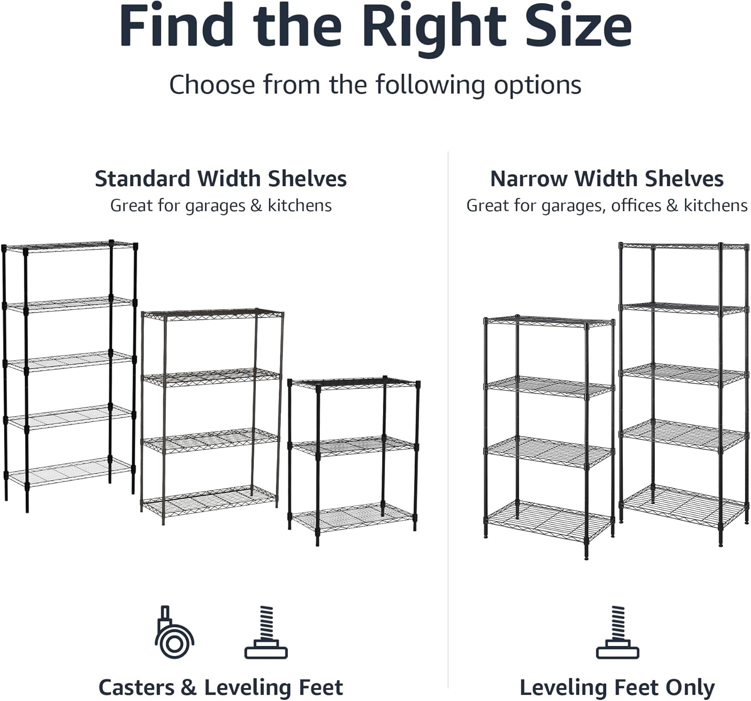 Amazon Basics 3-Shelf Adjustable Heavy Duty Steel Wire Rack Storage Shelving Organizer with Storage Space, Versatility and Ease of Use for Kitchen, Garage, 23.2" L x 13.4" W x 30" H, Black