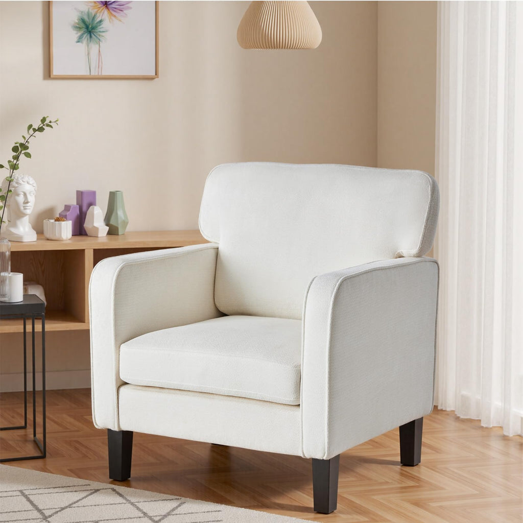DUMOS Dark Grey Modern Accent Chairs for Living Room, Corner Chairs for Adults, Reading Chair with Armrest and Backrest, Comfy Lounge Chairs for Bedroom Reception Waiting Room