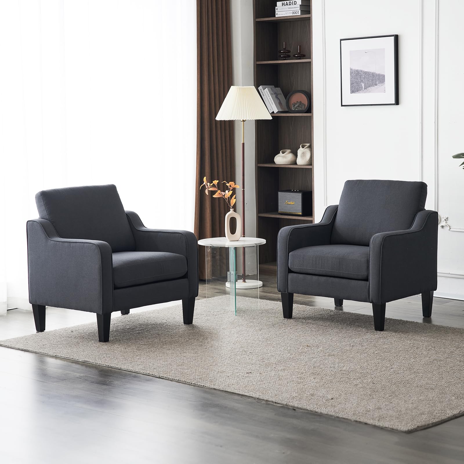 VINGLI Accent Chair for Living Room Chairs Olive Green Reading Chair for Bedroom Scooped Arm Chair Mid Century Modern Accent Chairs Upholstered Comfy Chair for Apartment, Waiting Room
