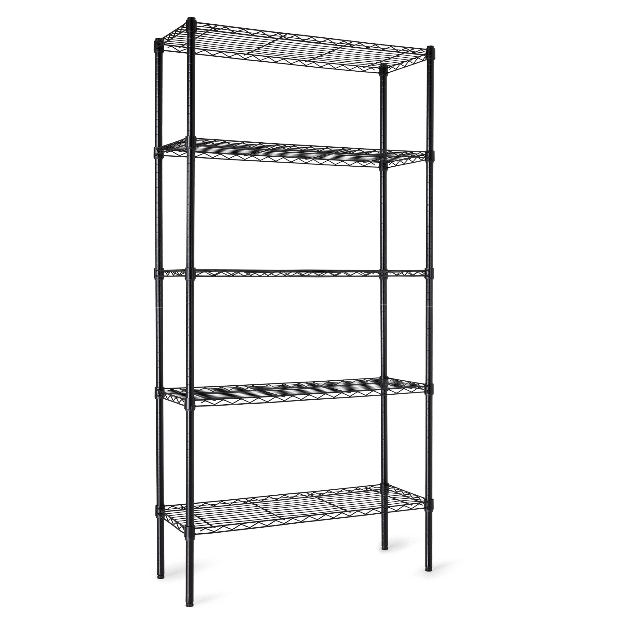 Amazon Basics 3-Shelf Adjustable Heavy Duty Steel Wire Rack Storage Shelving Organizer with Storage Space, Versatility and Ease of Use for Kitchen, Garage, 23.2" L x 13.4" W x 30" H, Black