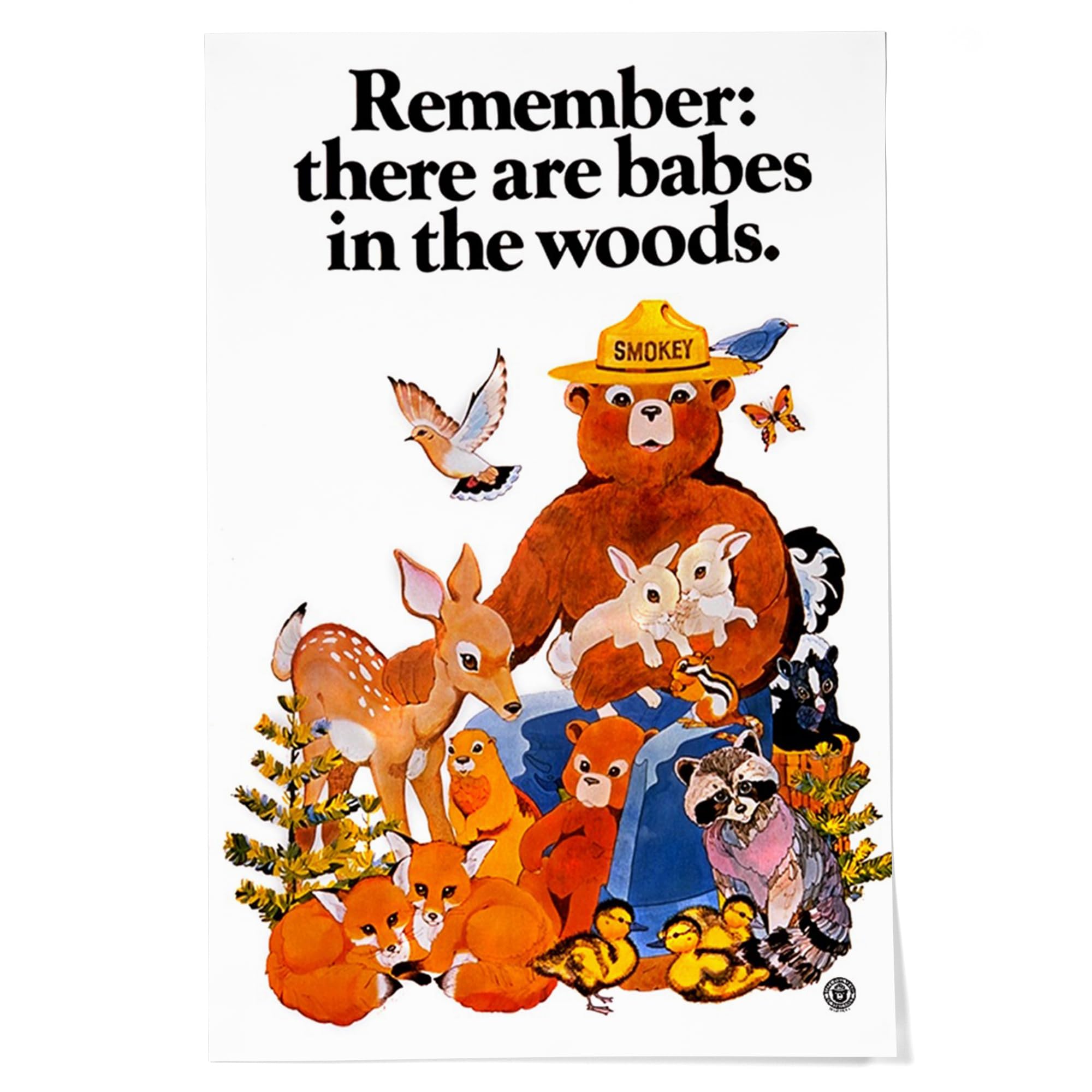 Lantern Press 16x24 Inch Giclee Art Print Wall Decor, Smokey Bear, Babes in the Woods, Vintage Poster