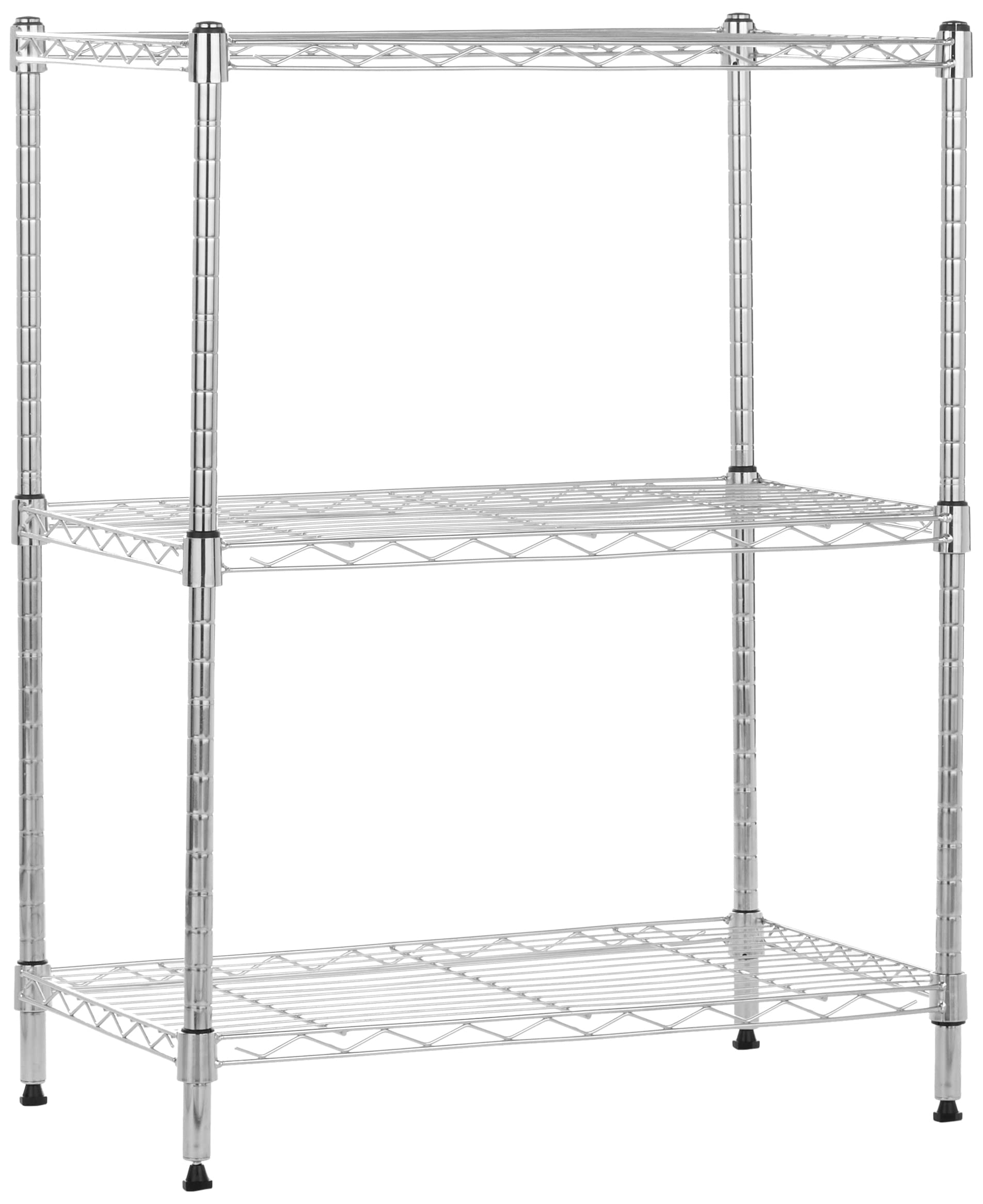Amazon Basics 3-Shelf Adjustable Heavy Duty Steel Wire Rack Storage Shelving Organizer with Storage Space, Versatility and Ease of Use for Kitchen, Garage, 23.2" L x 13.4" W x 30" H, Black