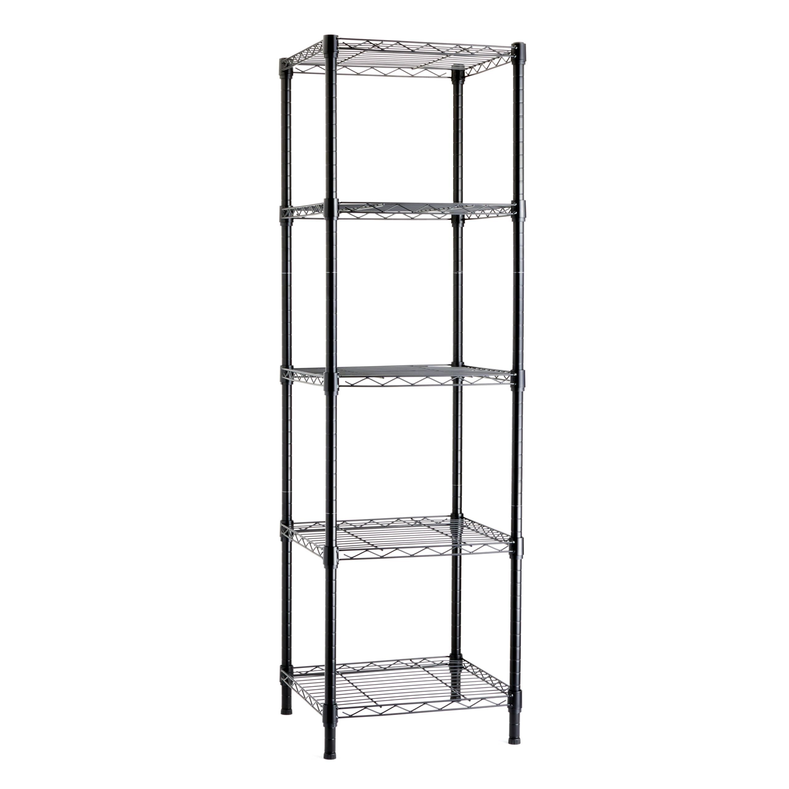Amazon Basics 3-Shelf Adjustable Heavy Duty Steel Wire Rack Storage Shelving Organizer with Storage Space, Versatility and Ease of Use for Kitchen, Garage, 23.2" L x 13.4" W x 30" H, Black
