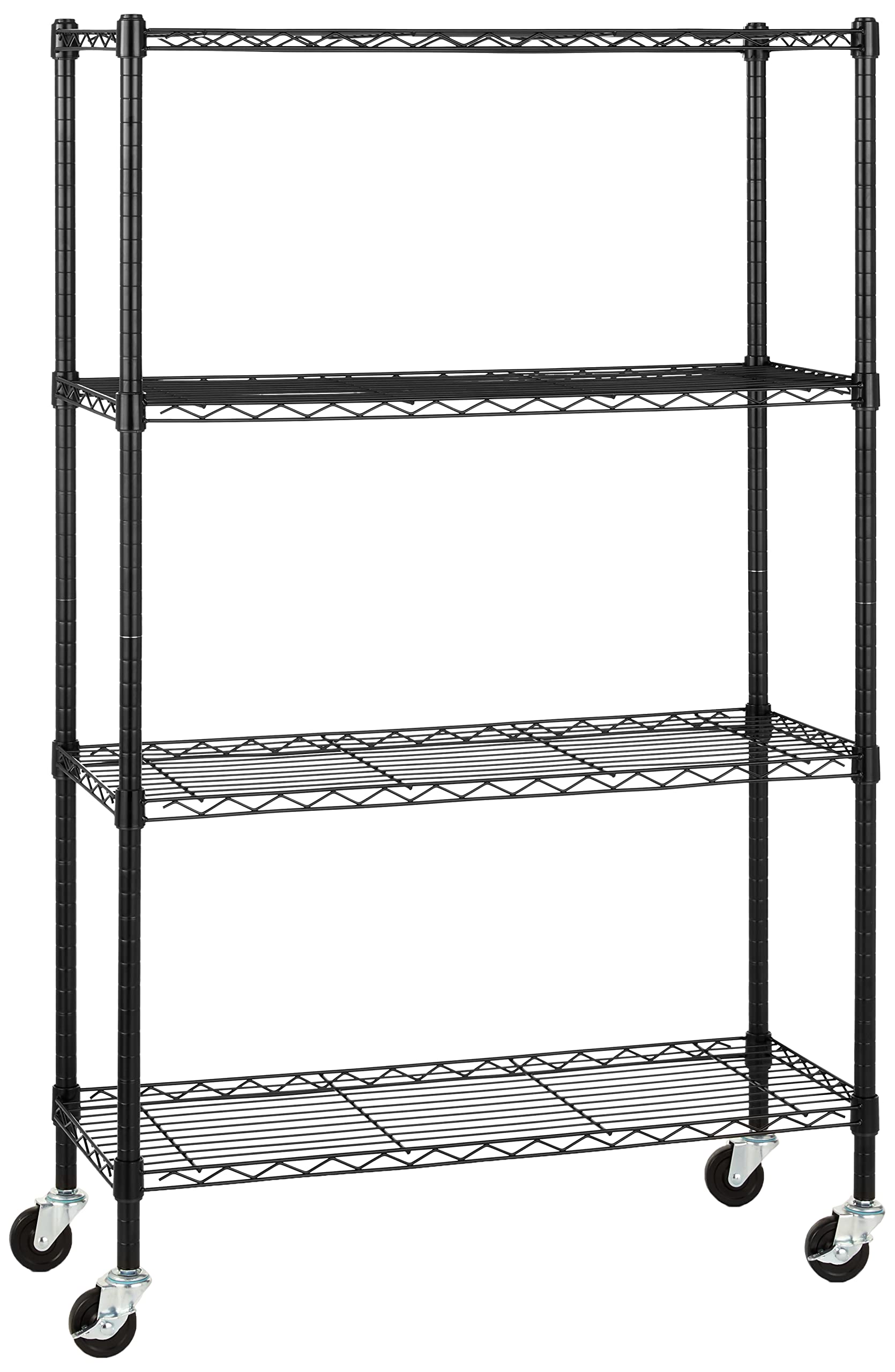 Amazon Basics 3-Shelf Adjustable Heavy Duty Steel Wire Rack Storage Shelving Organizer with Storage Space, Versatility and Ease of Use for Kitchen, Garage, 23.2" L x 13.4" W x 30" H, Black