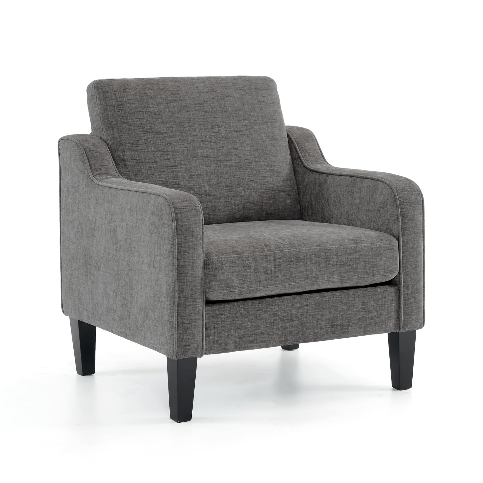 VINGLI Accent Chair for Living Room Chairs Light Brown Reading Chair for Bedroom Scooped Arm Chair Mid Century Modern Accent Chairs Upholstered Comfy Chair for Apartment, Waiting Room