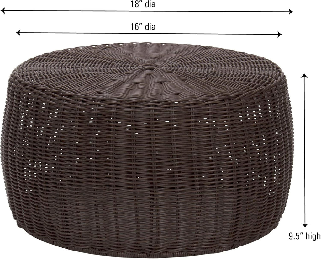 Household Essentials Handwoven Resin Storage Stool Ottoman, Brown