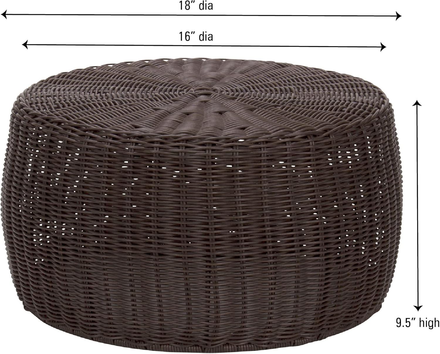 Household Essentials Handwoven Resin Storage Stool Ottoman, Brown