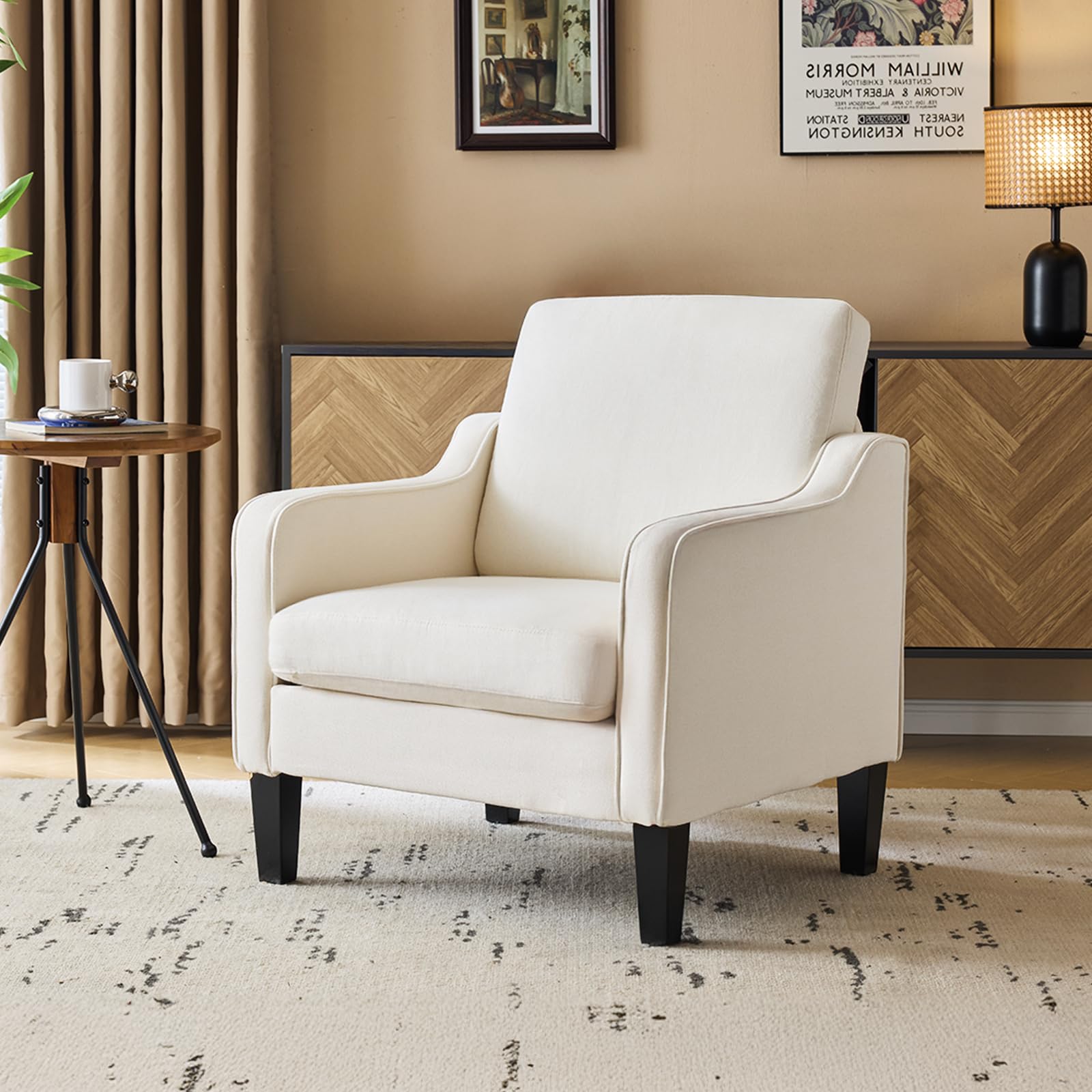 VINGLI Accent Chair for Living Room Chairs Olive Green Reading Chair for Bedroom Scooped Arm Chair Mid Century Modern Accent Chairs Upholstered Comfy Chair for Apartment, Waiting Room