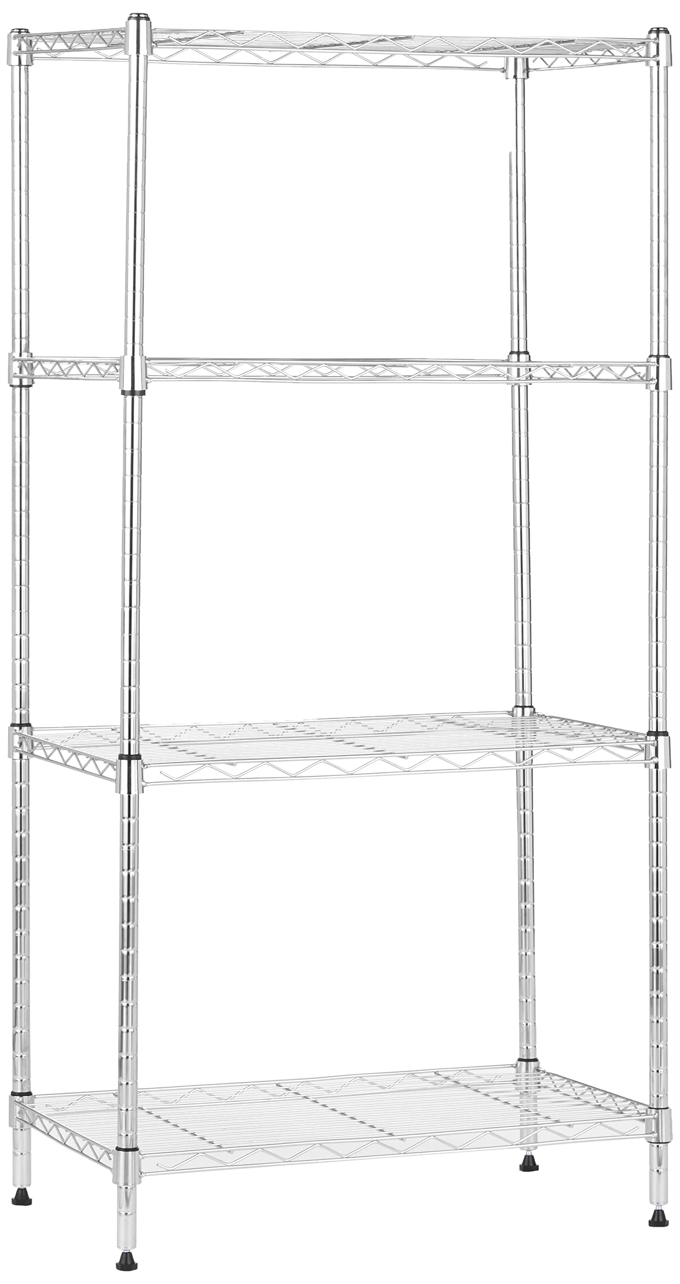 Amazon Basics 3-Shelf Adjustable Heavy Duty Steel Wire Rack Storage Shelving Organizer with Storage Space, Versatility and Ease of Use for Kitchen, Garage, 23.2" L x 13.4" W x 30" H, Black