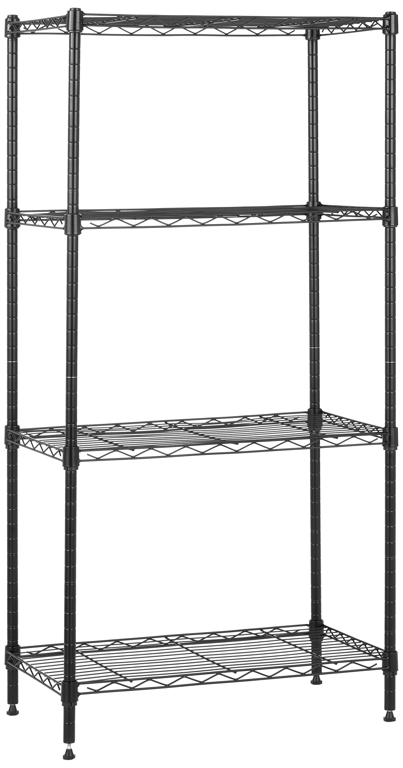 Amazon Basics 3-Shelf Adjustable Heavy Duty Steel Wire Rack Storage Shelving Organizer with Storage Space, Versatility and Ease of Use for Kitchen, Garage, 23.2" L x 13.4" W x 30" H, Black