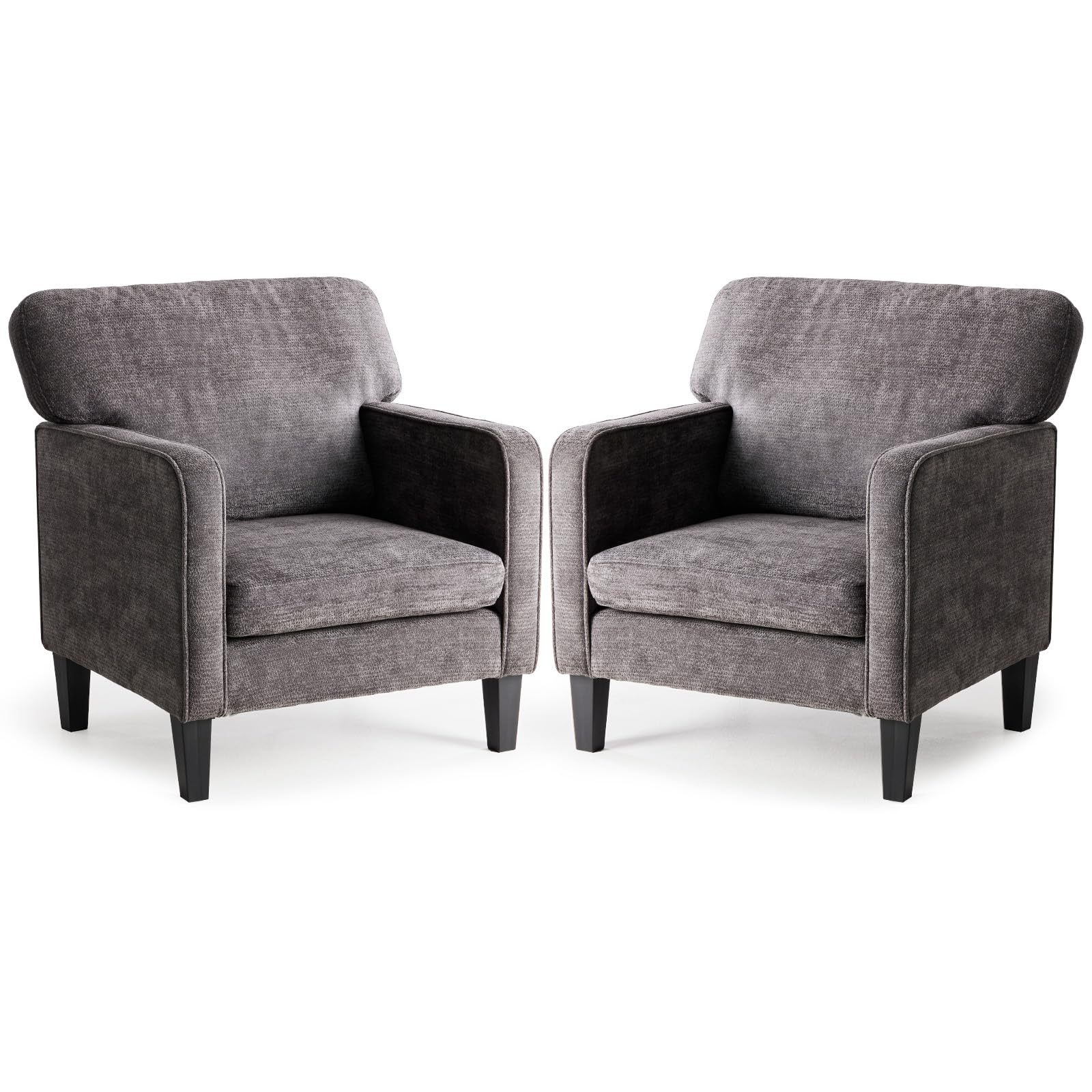 DUMOS Dark Grey Modern Accent Chairs for Living Room, Corner Chairs for Adults, Reading Chair with Armrest and Backrest, Comfy Lounge Chairs for Bedroom Reception Waiting Room