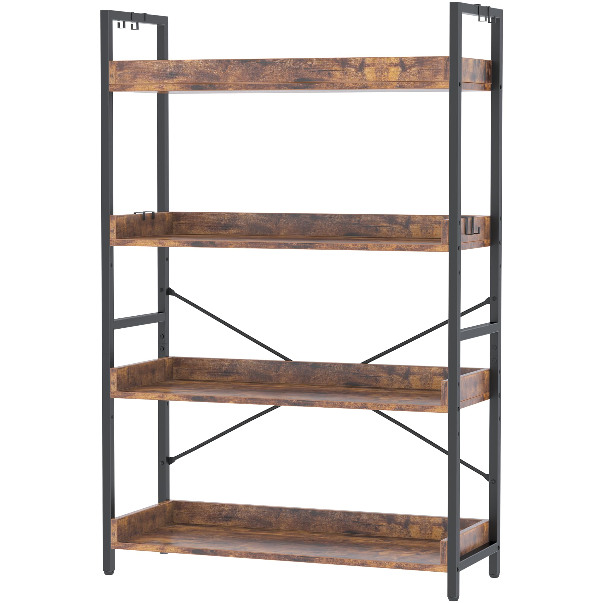 HCHQHS 6 Tier Bookshelf, Adjustable Industrial Bookcase, Vertical Tall Book Shelf, Wood and Black Metal Open Bookshelves for Home Office, Living Room, Bedroom, 70 Inch