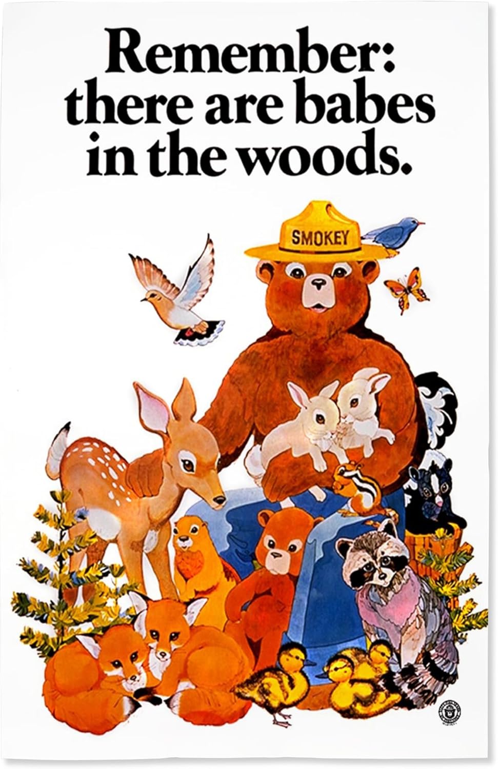 Lantern Press 16x24 Inch Giclee Art Print Wall Decor, Smokey Bear, Babes in the Woods, Vintage Poster