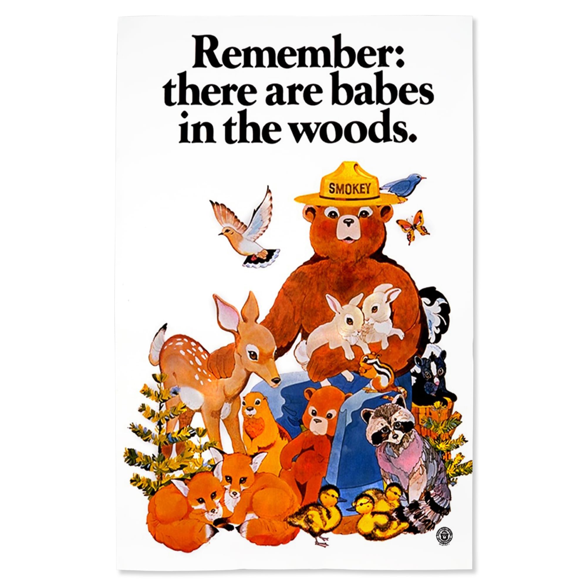 Lantern Press 16x24 Inch Giclee Art Print Wall Decor, Smokey Bear, Babes in the Woods, Vintage Poster