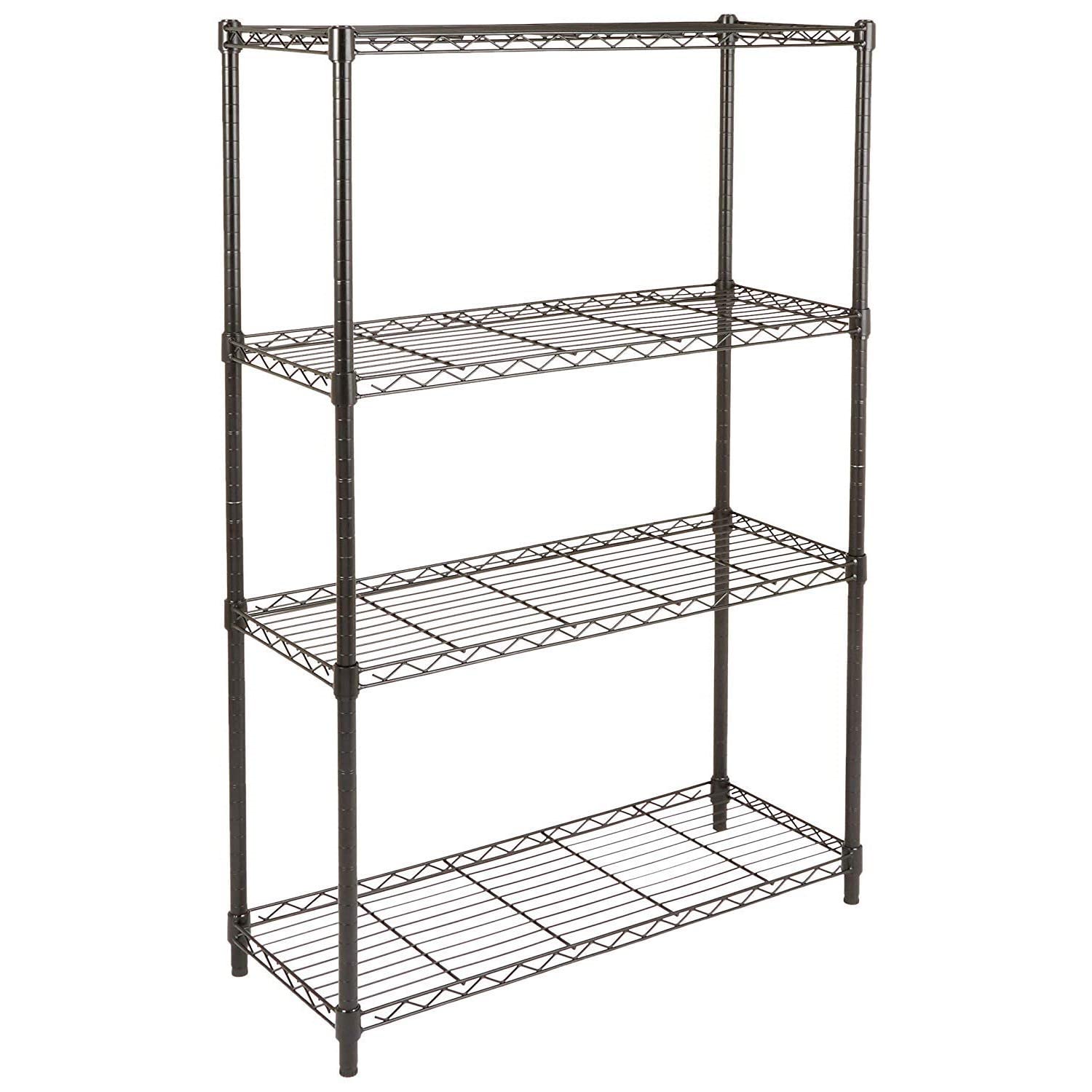 Amazon Basics 3-Shelf Adjustable Heavy Duty Steel Wire Rack Storage Shelving Organizer with Storage Space, Versatility and Ease of Use for Kitchen, Garage, 23.2" L x 13.4" W x 30" H, Black