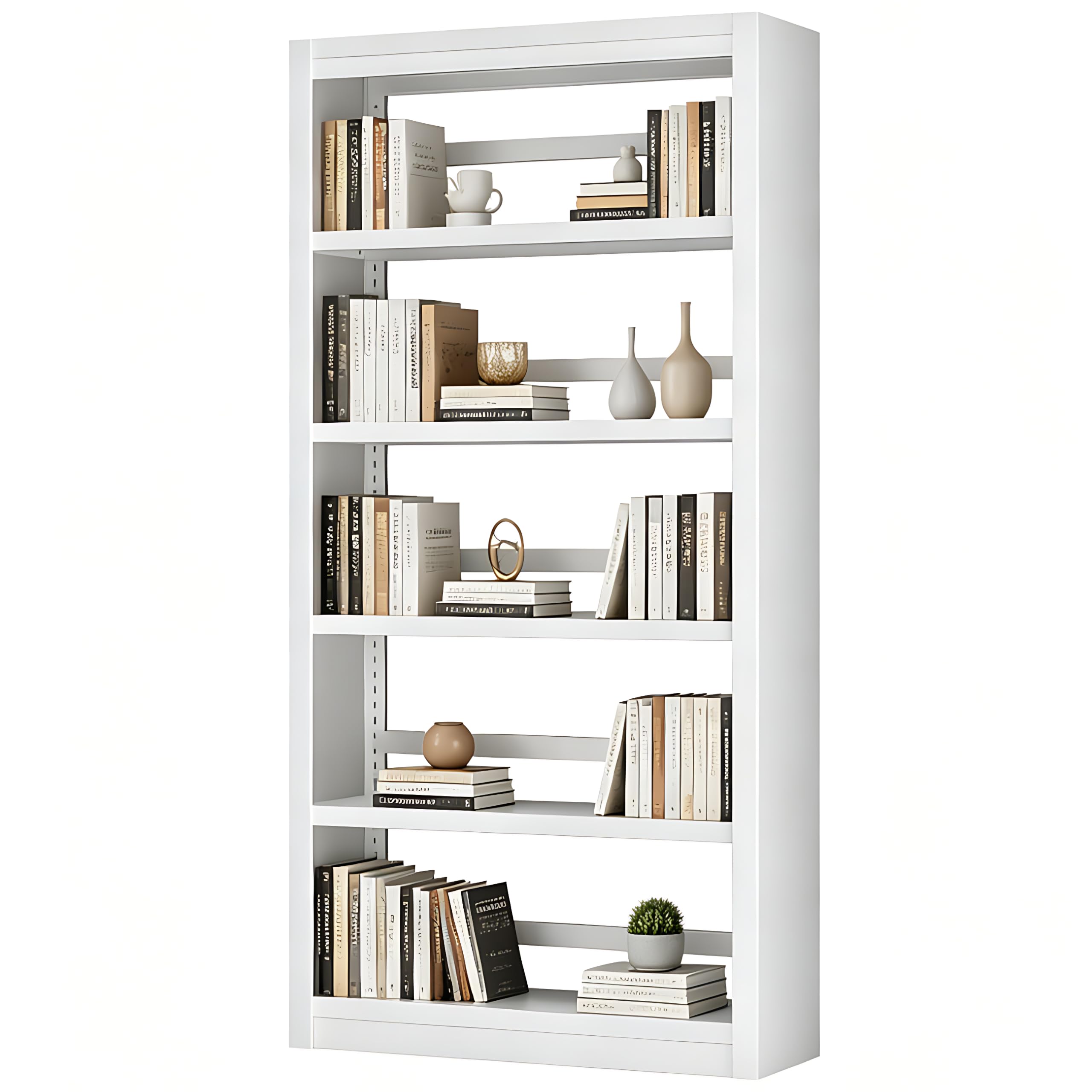 VASAAOSD 66" Tall Metal Bookcase, 5 Shelf Black Bookcase with Adjustable Shelves, Large Bookshelves and Bookcases, Modern Book Shelf Storage Organizer for Living Room, Home Office, Library (Black)