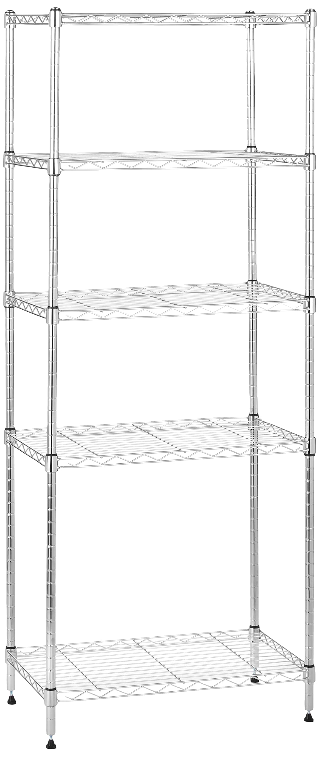 Amazon Basics 3-Shelf Adjustable Heavy Duty Steel Wire Rack Storage Shelving Organizer with Storage Space, Versatility and Ease of Use for Kitchen, Garage, 23.2" L x 13.4" W x 30" H, Black