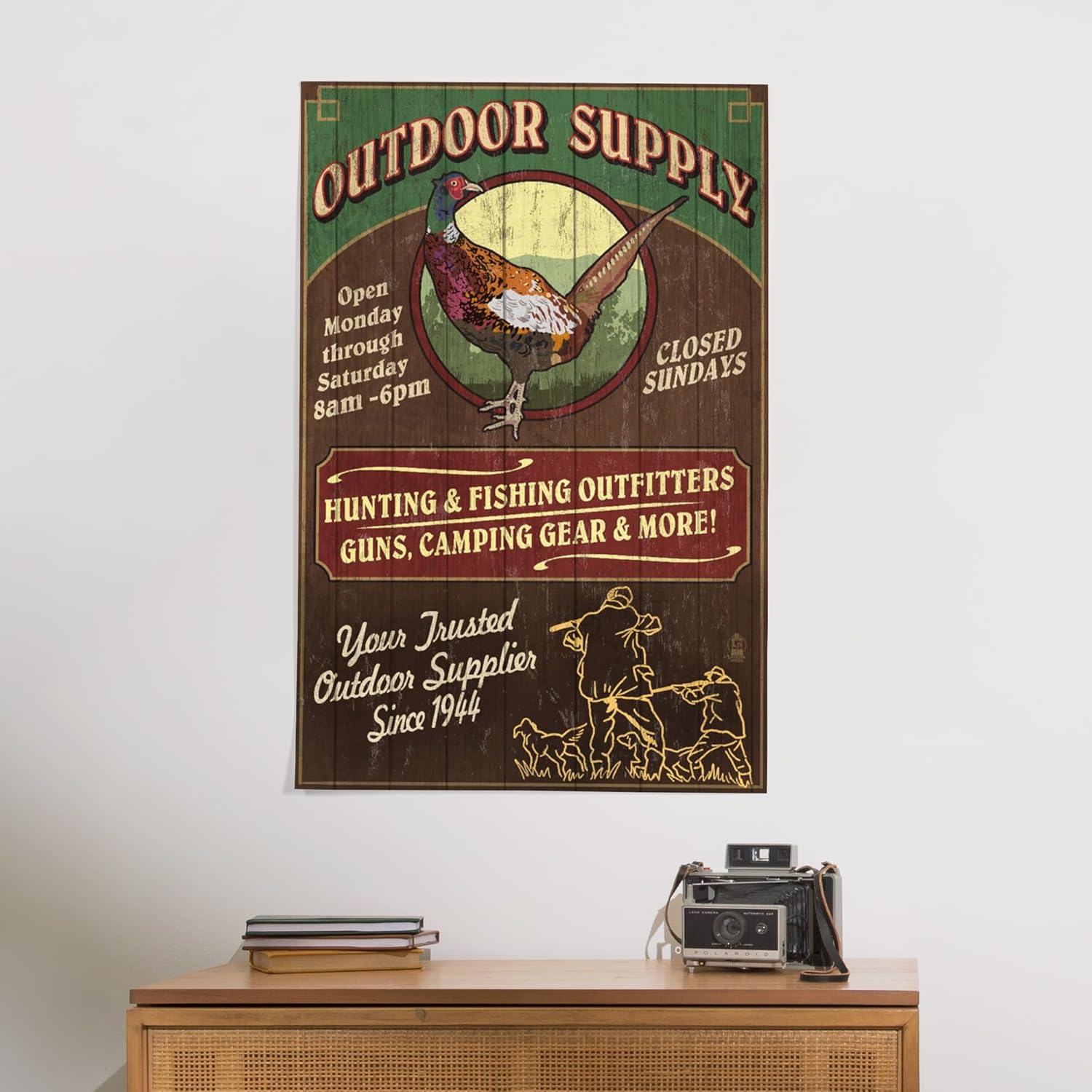 Lantern Press 24x36 Inch Giclee Print, Pheasant Outfitters, Vintage Sign