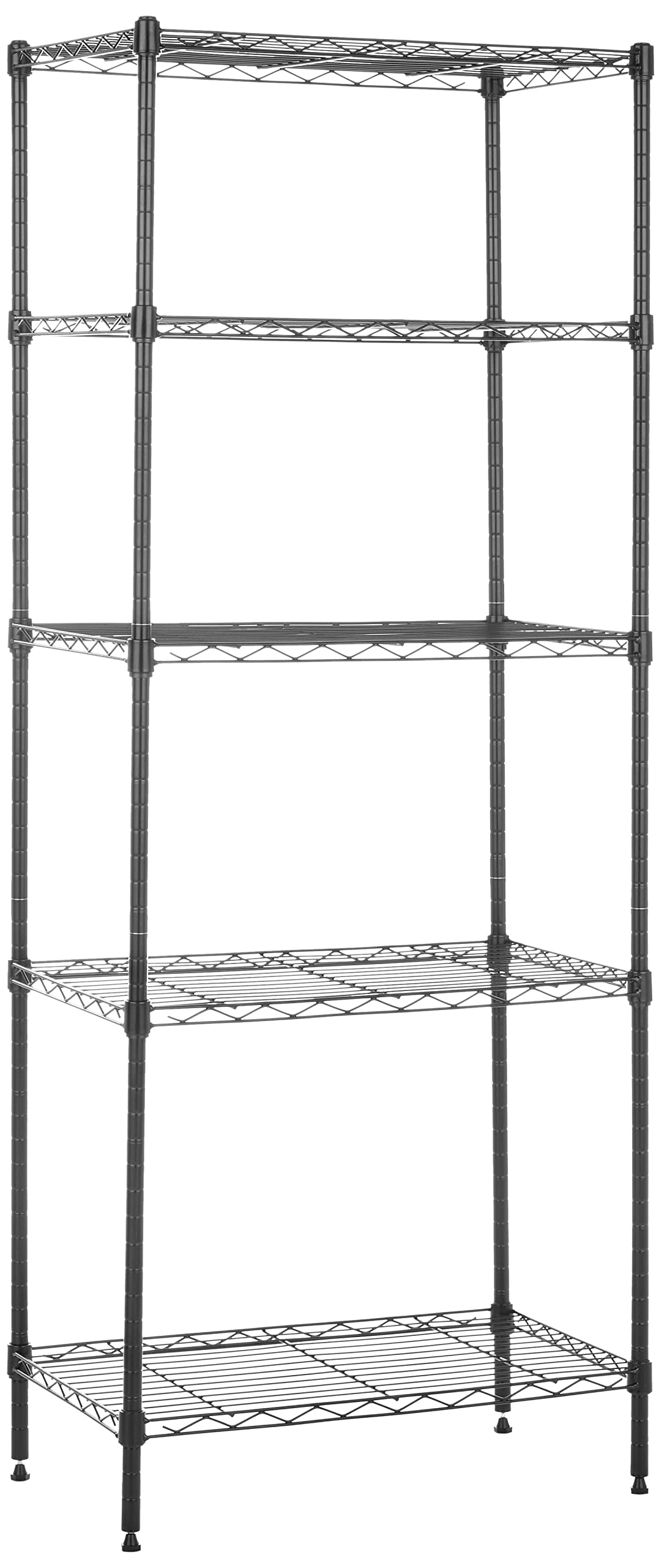 Amazon Basics 3-Shelf Adjustable Heavy Duty Steel Wire Rack Storage Shelving Organizer with Storage Space, Versatility and Ease of Use for Kitchen, Garage, 23.2" L x 13.4" W x 30" H, Black