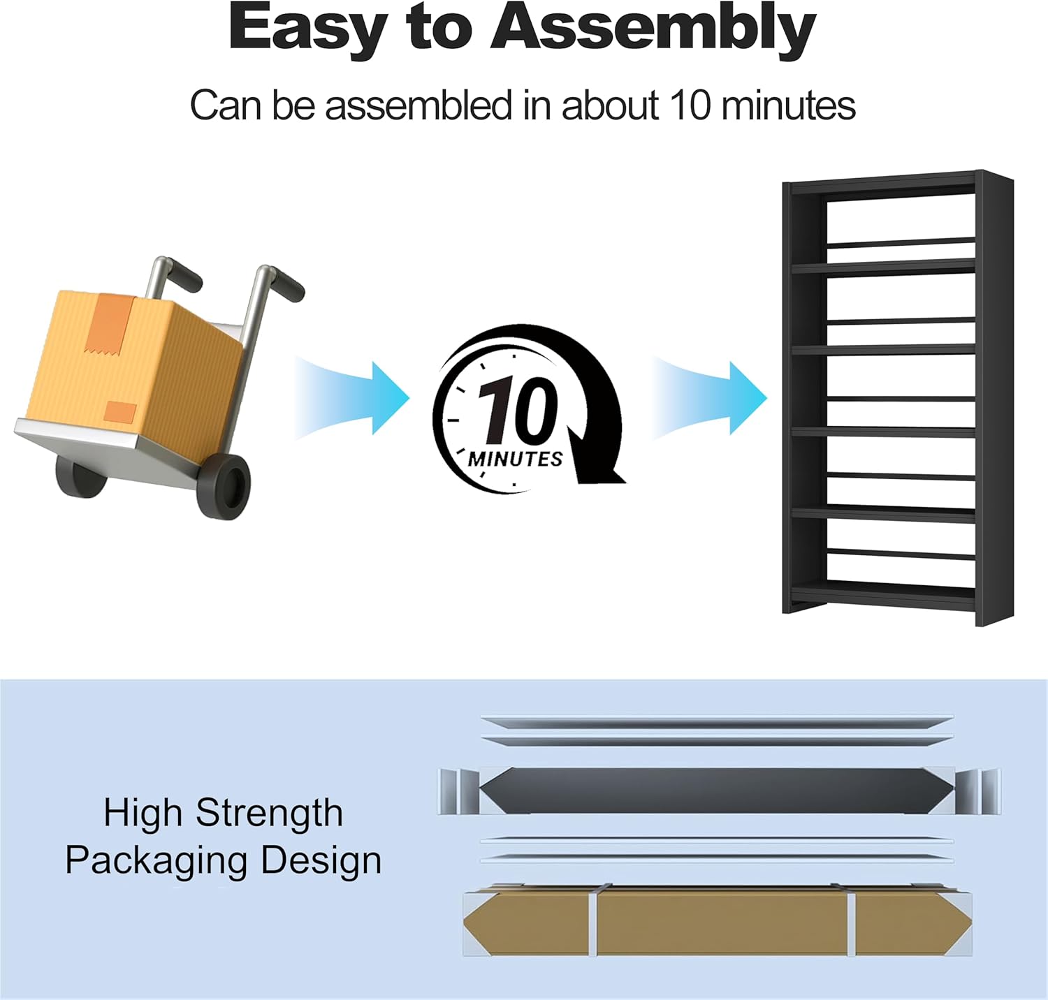 69" Black 5-Tier Heavy-Duty Industrial Metal Bookshelf, Wide Storage Display Shelving for Home & Office