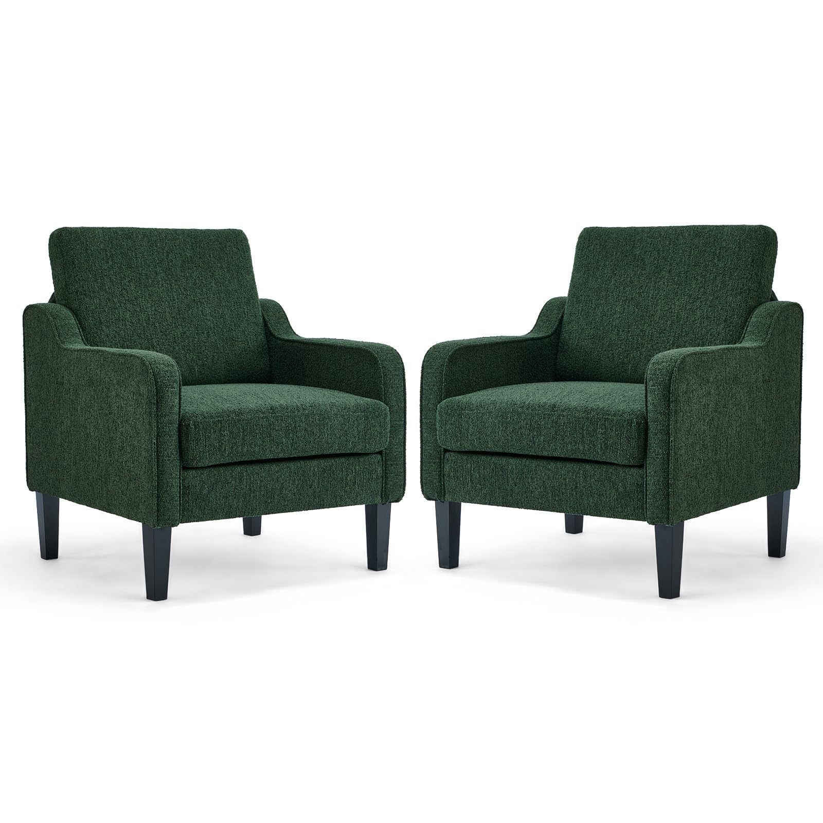 VINGLI Accent Chair for Living Room Chairs Olive Green Reading Chair for Bedroom Scooped Arm Chair Mid Century Modern Accent Chairs Upholstered Comfy Chair for Apartment, Waiting Room