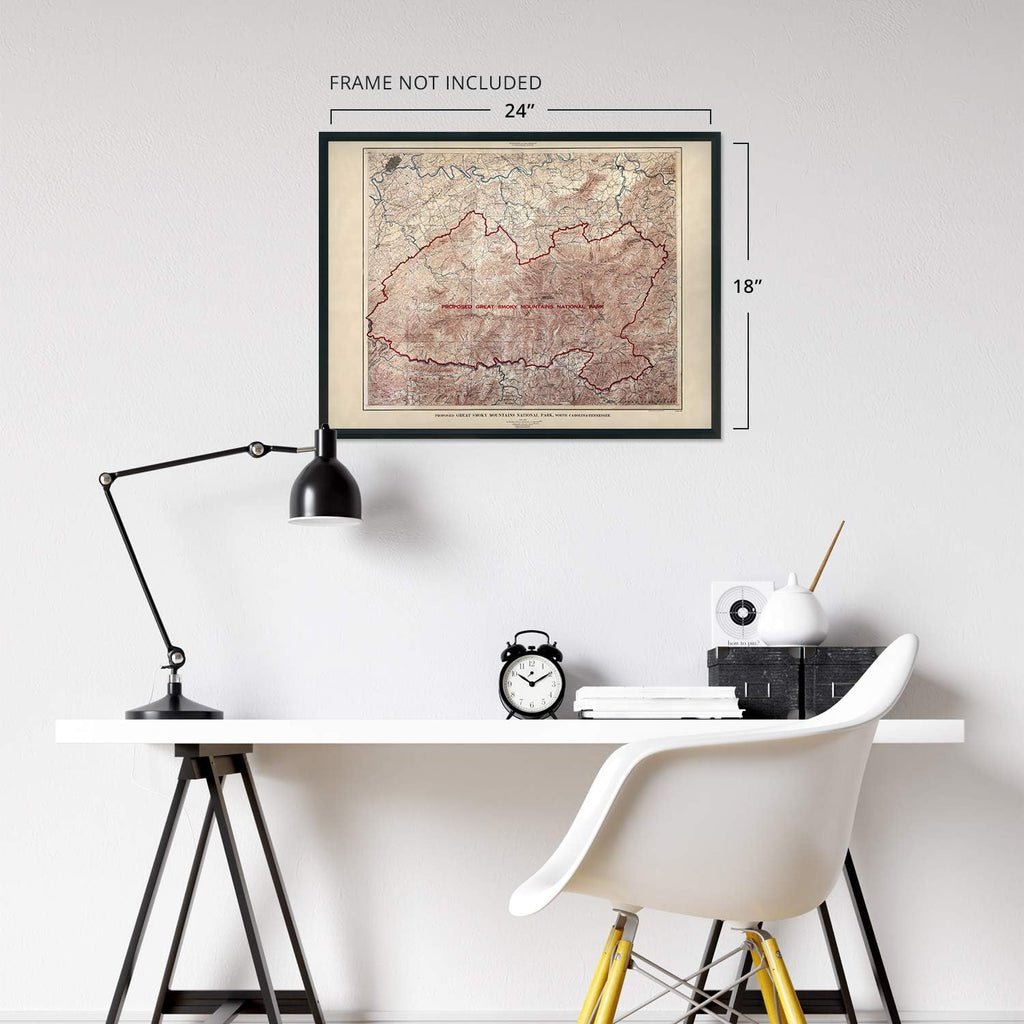 HISTORIX Vintage 1926 Proposed Great Smoky Mountains National Park Map - 18x24 Inch Vintage Map Wall Art Poster