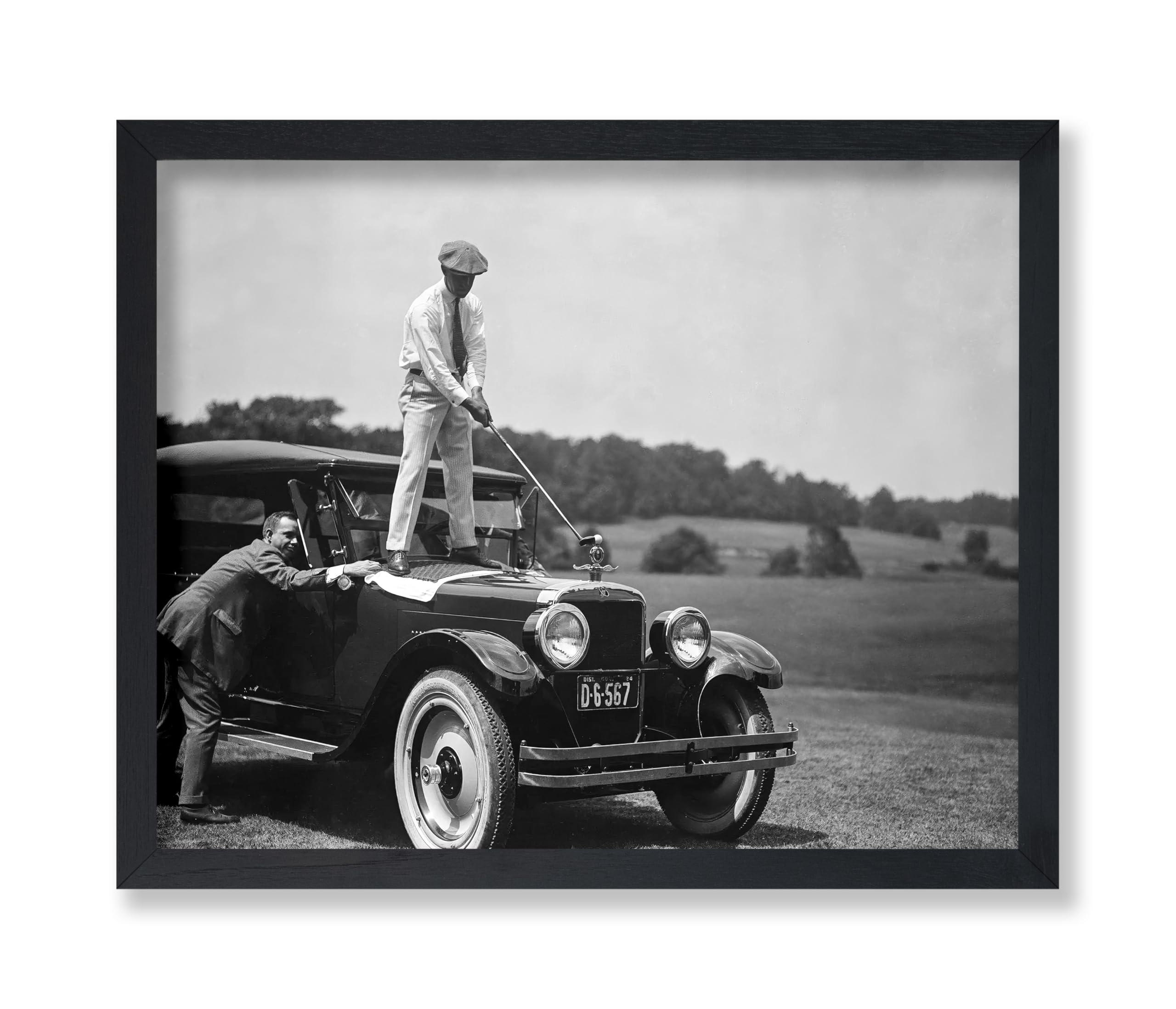 Poster Master Vintage Photograph Poster - Retro Funny Print - Gift for Artist, Friend - Play Golf Free, While Having Your Suit Pressed, Men - Wall Decor for Home, Office, 16x20 Beige Framed