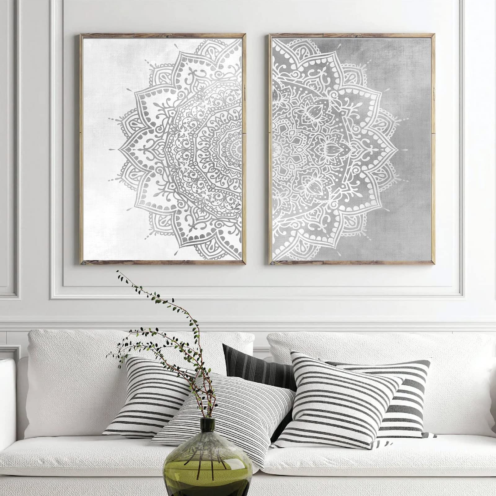 Scandinavian Folk Wall Art Nodic Flower Canvas Wall Decor Norwegian Wall Art Poster Swedish Antique Wall Decor Pictures Floral Bird Prints Vintage Poster for Home Kitchen 16x24x3 Inch Ready to Hang