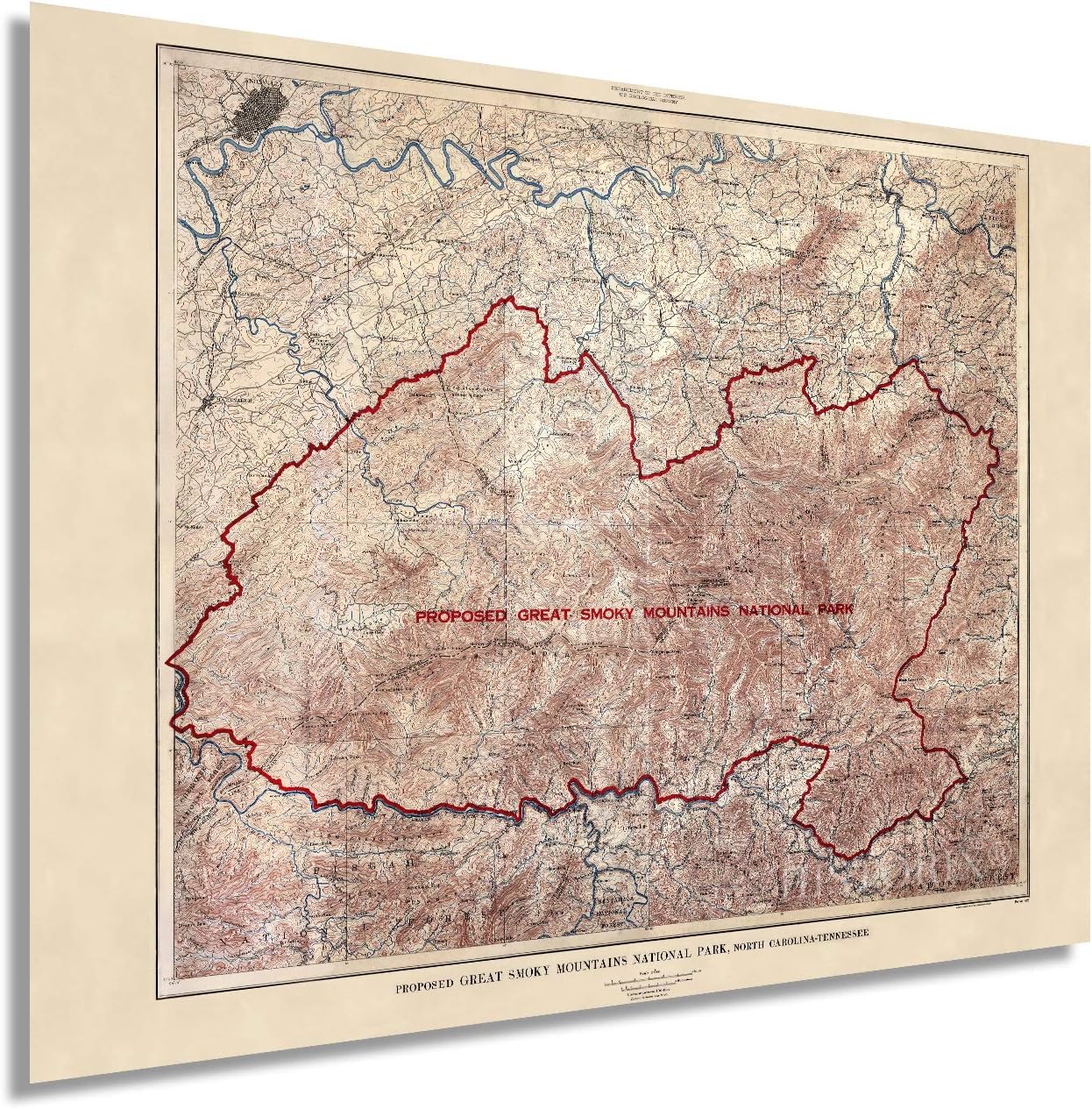 HISTORIX Vintage 1926 Proposed Great Smoky Mountains National Park Map - 18x24 Inch Vintage Map Wall Art Poster