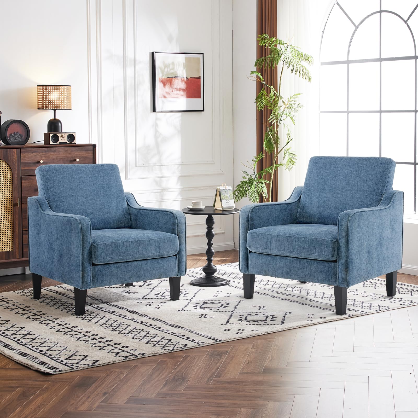 VINGLI Accent Chair for Living Room Chairs Olive Green Reading Chair for Bedroom Scooped Arm Chair Mid Century Modern Accent Chairs Upholstered Comfy Chair for Apartment, Waiting Room