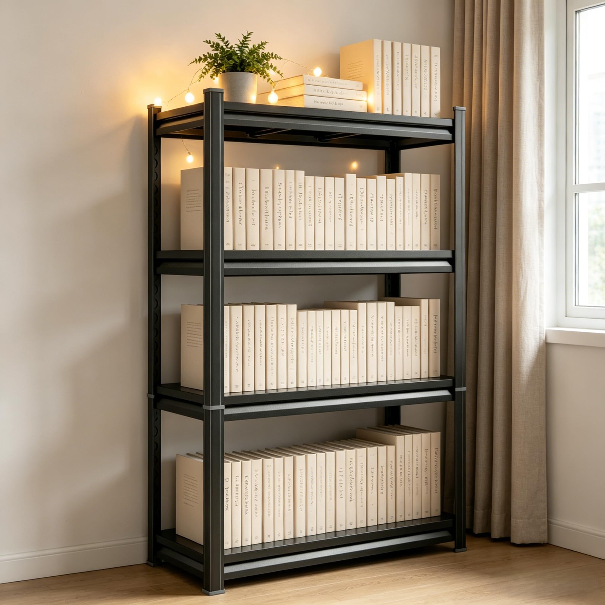 5-Tier Metal Bookshelf,Tall Book Shelf & Tall Printer Stand,36" W x 71" H Industrial Heavy Duty Metal Bookcase for Office, Home, Living Room - Adjustable Storage Rack, Easy Assembly, Black