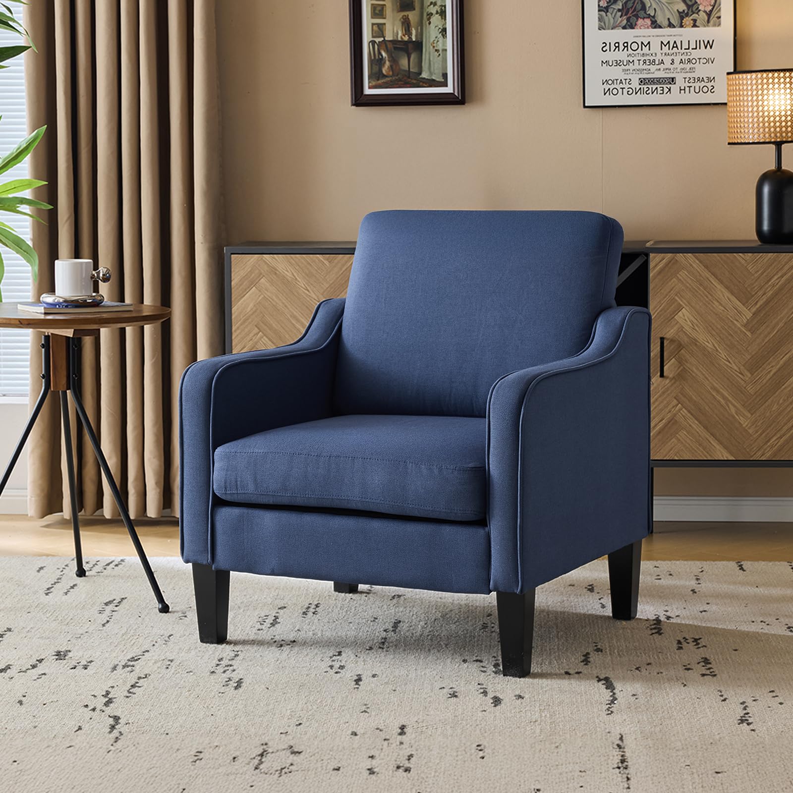 VINGLI Accent Chair for Living Room Chairs Olive Green Reading Chair for Bedroom Scooped Arm Chair Mid Century Modern Accent Chairs Upholstered Comfy Chair for Apartment, Waiting Room