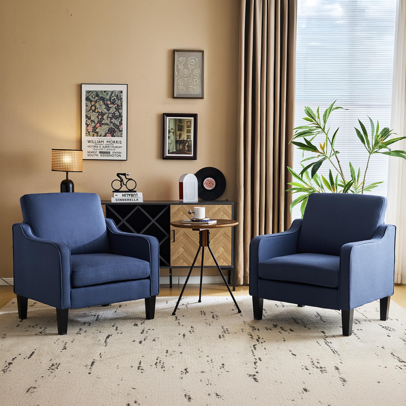 VINGLI Accent Chair for Living Room Chairs Olive Green Reading Chair for Bedroom Scooped Arm Chair Mid Century Modern Accent Chairs Upholstered Comfy Chair for Apartment, Waiting Room