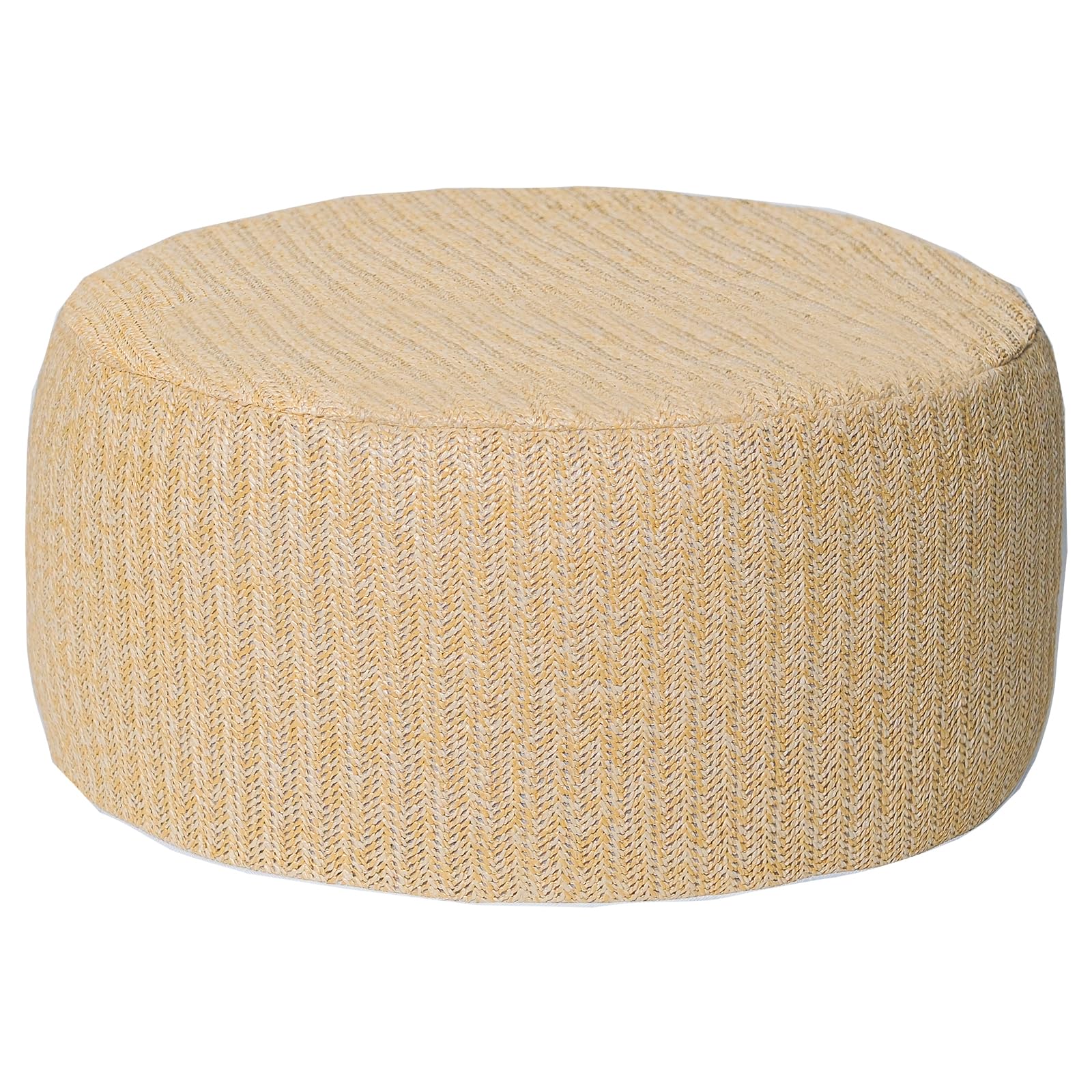 Outdoor Inflatable Ottoman with Air Pump, Embroidery Patio Footrest Stool D21”x H9”, Round Pouf Ottoman with Portable Handle Suitable for Garden, Camping, Bedroom, Living Room