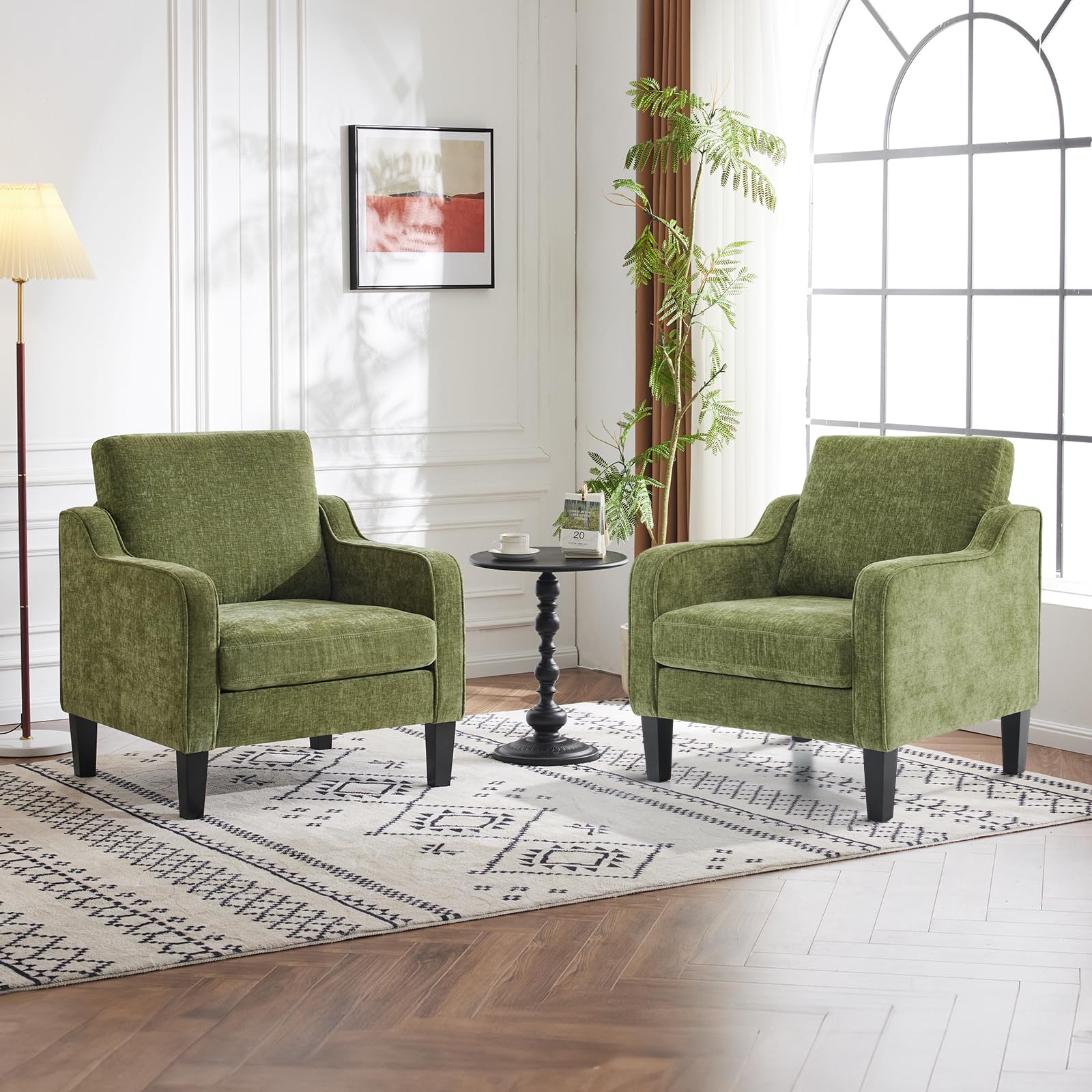VINGLI Accent Chair for Living Room Chairs Light Brown Reading Chair for Bedroom Scooped Arm Chair Mid Century Modern Accent Chairs Upholstered Comfy Chair for Apartment, Waiting Room