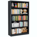 VASAAOSD 66" Tall Metal Bookcase, 5 Shelf Black Bookcase with Adjustable Shelves, Large Bookshelves and Bookcases, Modern Book Shelf Storage Organizer for Living Room, Home Office, Library (Black)