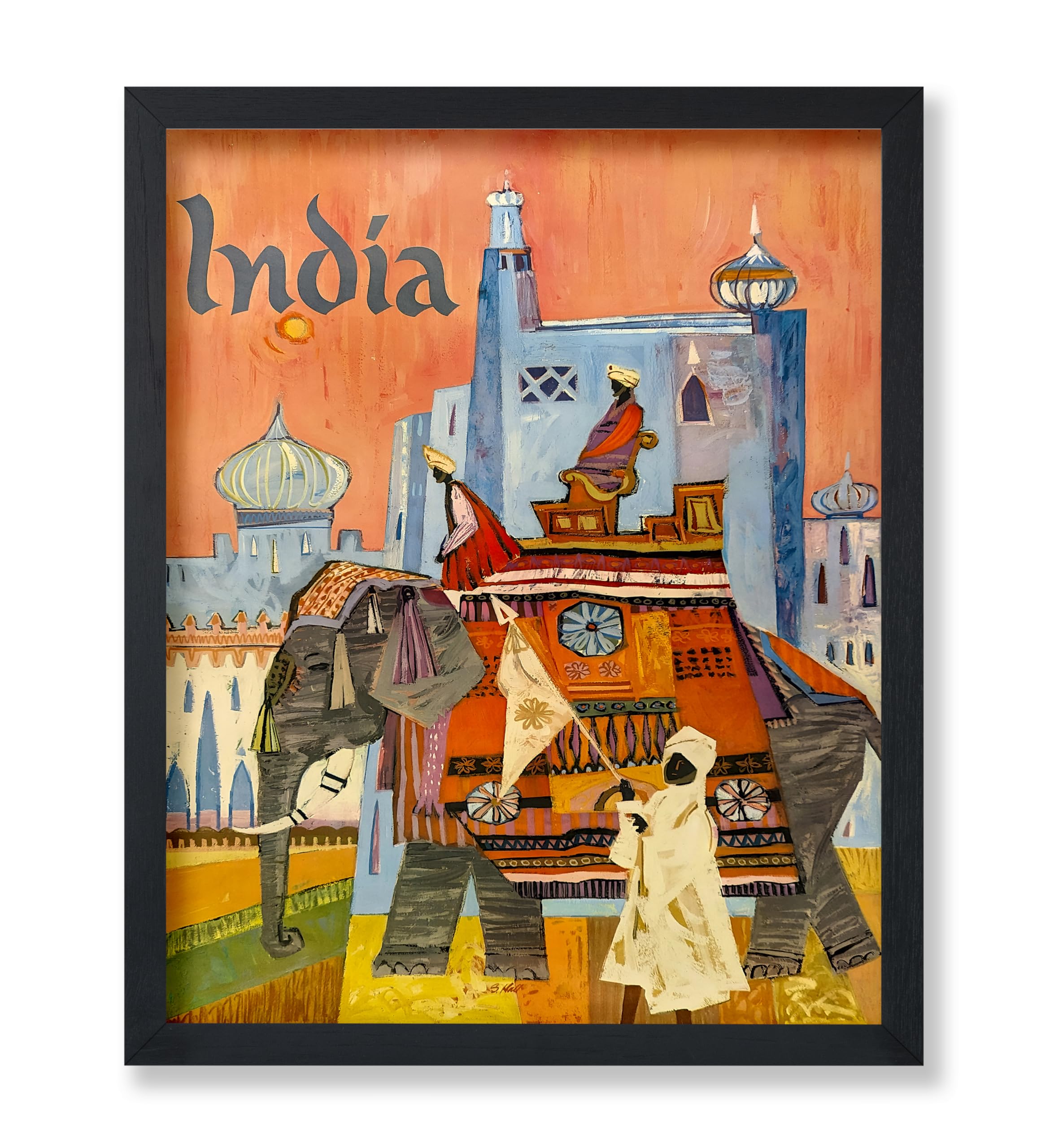 Poster Master Vintage Travel Poster - Retro London Print - Clock Tower Art - Gift for Him, Her, Travel Lover - Colorful Wall Decor for Bedroom, Living Room, Office, 8x10 Black Framed