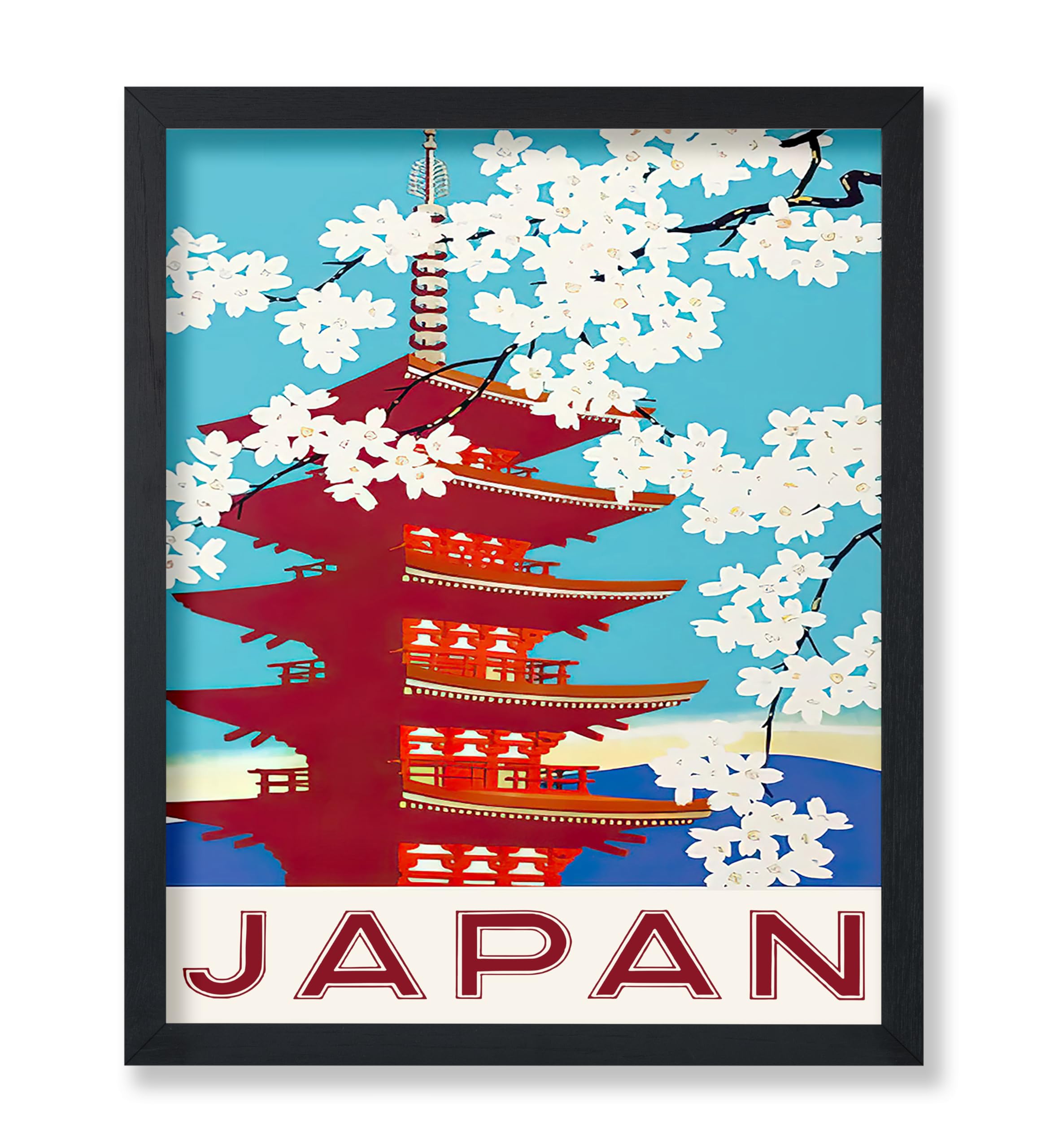 Poster Master Vintage Travel Poster - Retro London Print - Clock Tower Art - Gift for Him, Her, Travel Lover - Colorful Wall Decor for Bedroom, Living Room, Office, 8x10 Black Framed