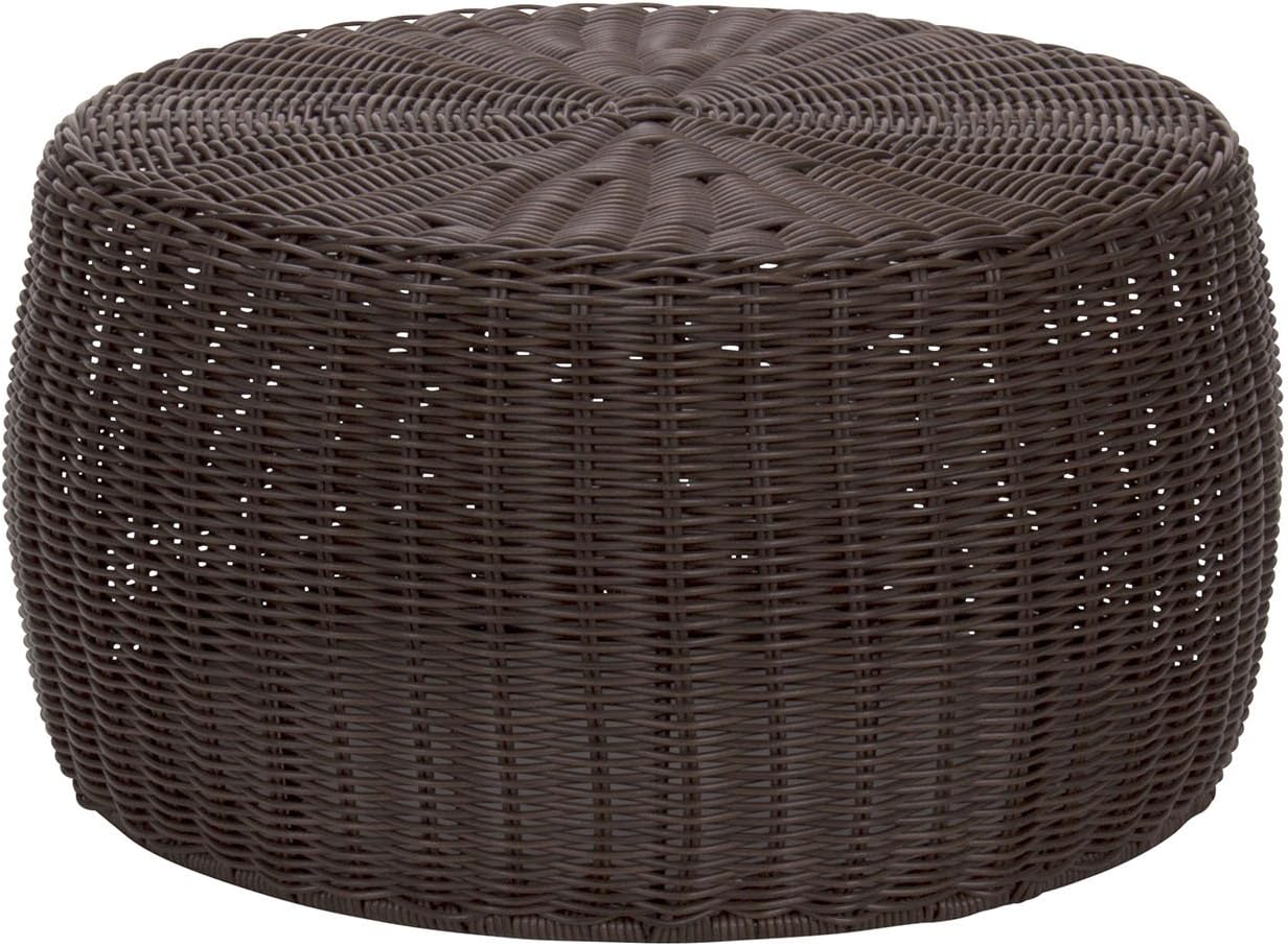 Household Essentials Handwoven Resin Storage Stool Ottoman, Brown