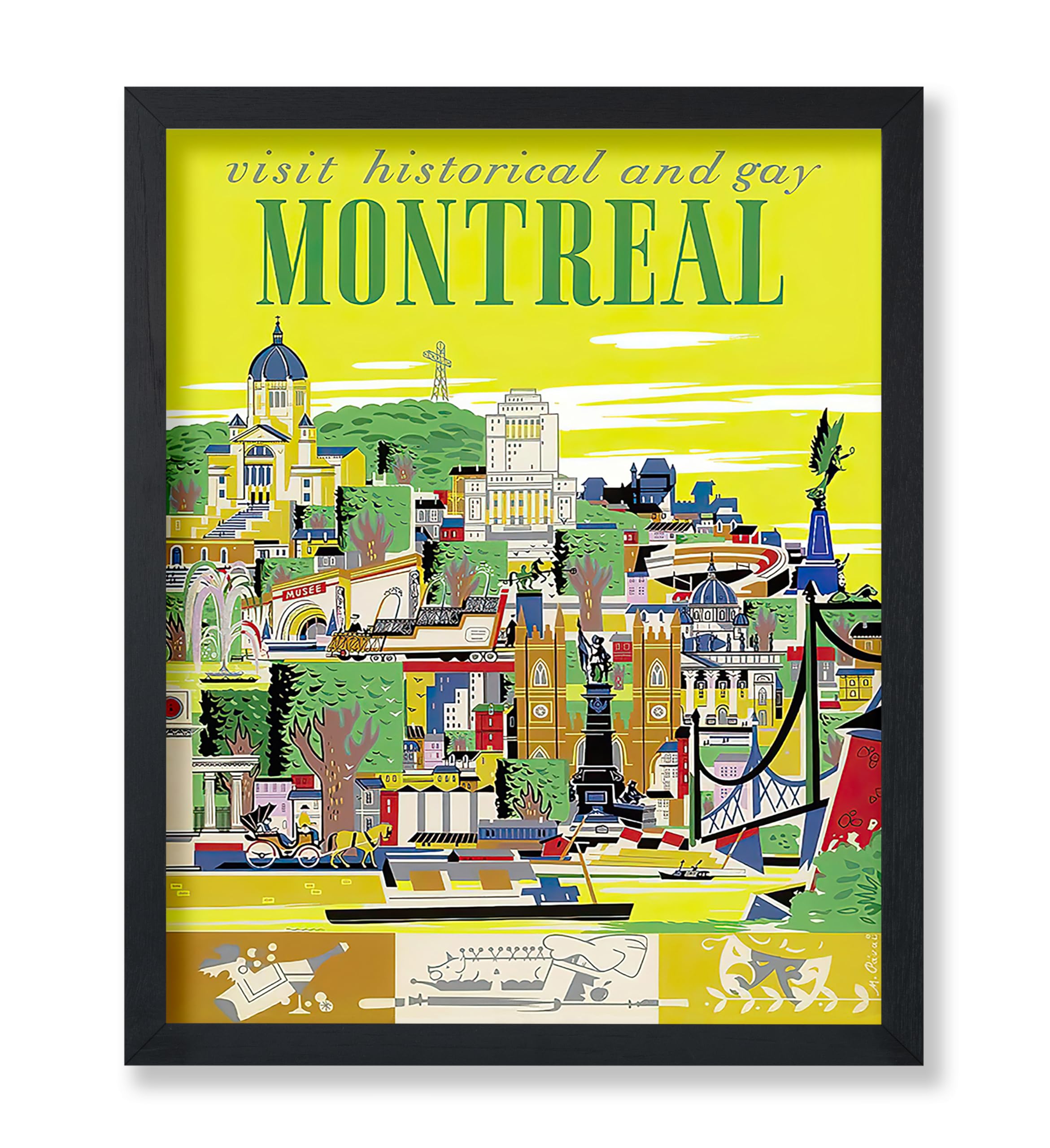 Poster Master Vintage Travel Poster - Retro London Print - Clock Tower Art - Gift for Him, Her, Travel Lover - Colorful Wall Decor for Bedroom, Living Room, Office, 8x10 Black Framed