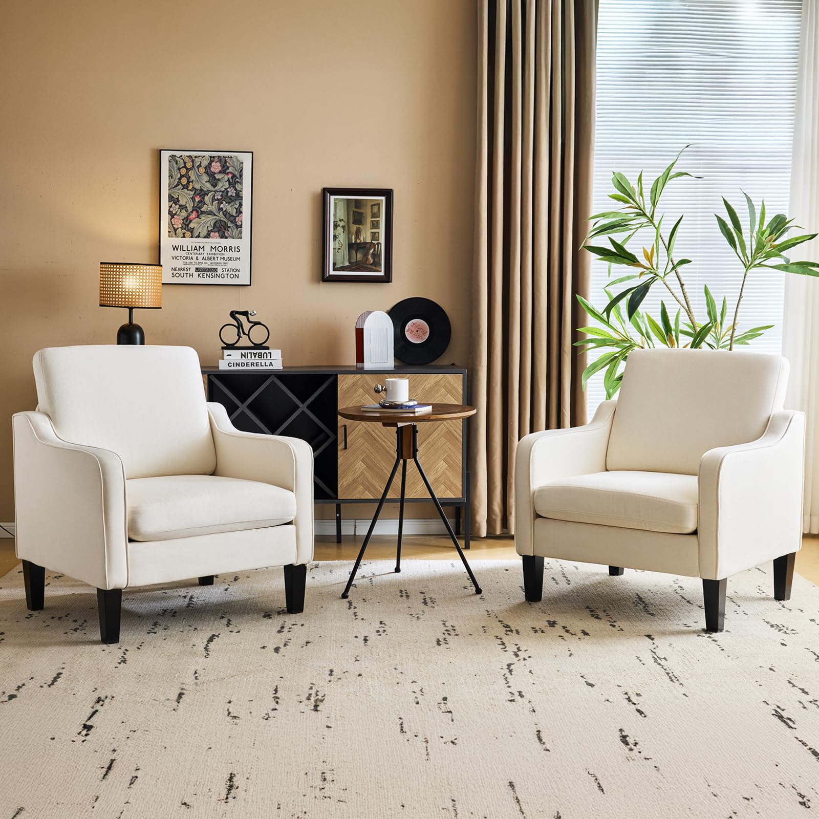 VINGLI Accent Chair for Living Room Chairs Olive Green Reading Chair for Bedroom Scooped Arm Chair Mid Century Modern Accent Chairs Upholstered Comfy Chair for Apartment, Waiting Room